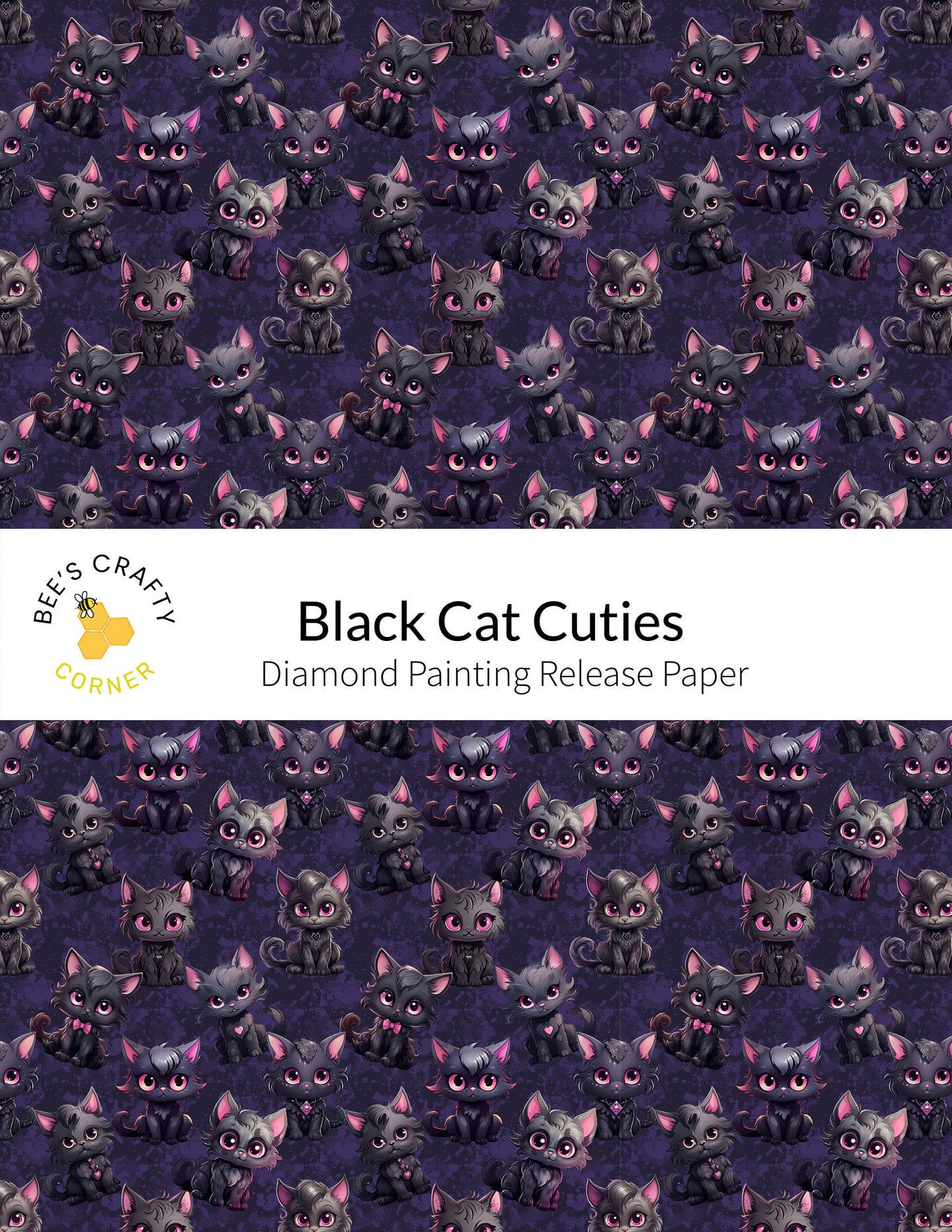 RELEASE PAPER | Black Cat Cuties - Reusable Patterned Diamond Painting Release Paper