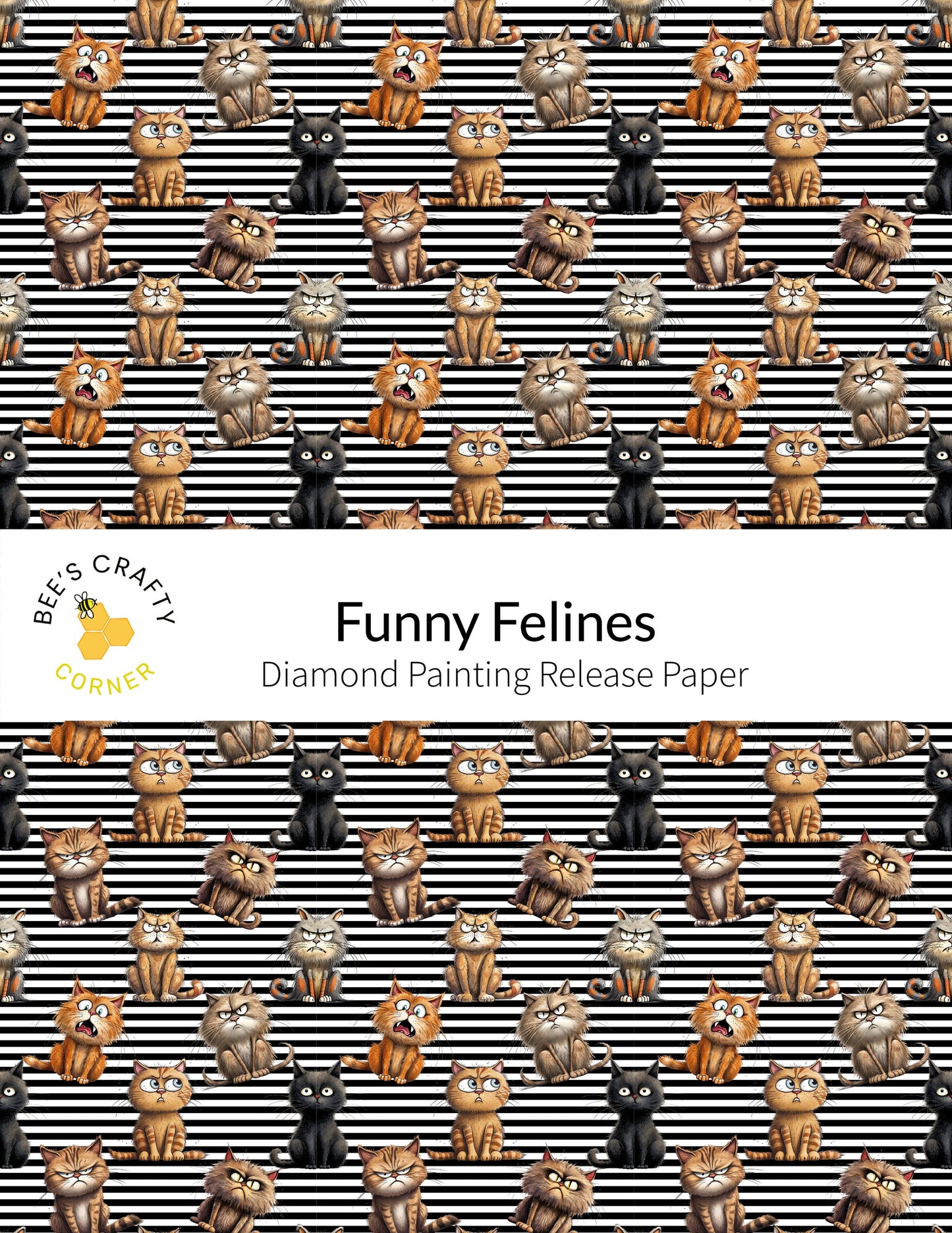 RELEASE PAPER | Funny Felines - Reusable Patterned Diamond Painting Release Paper