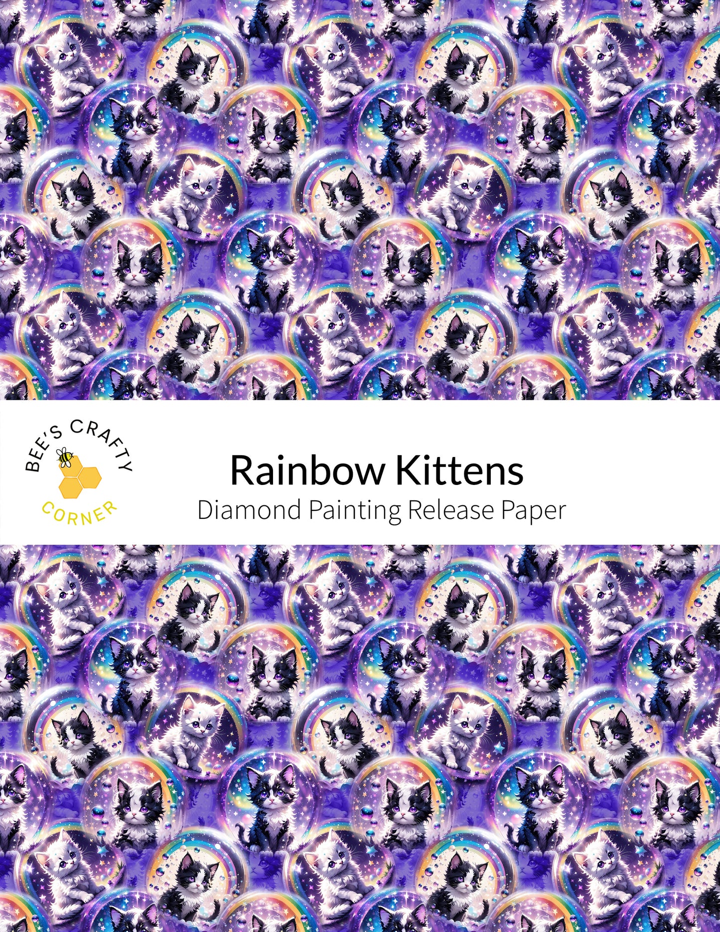 RELEASE PAPER | Rainbow Kittens - Reusable Patterned Diamond Painting Release Paper
