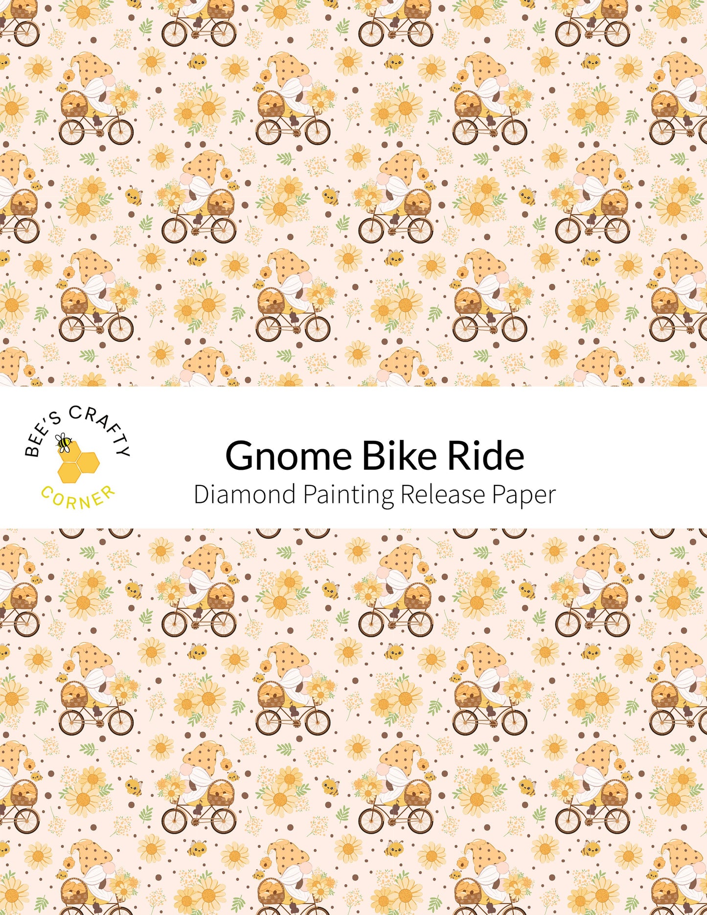 RELEASE PAPER | Gnome Bike Ride - Reusable Patterned Diamond Painting Release Paper