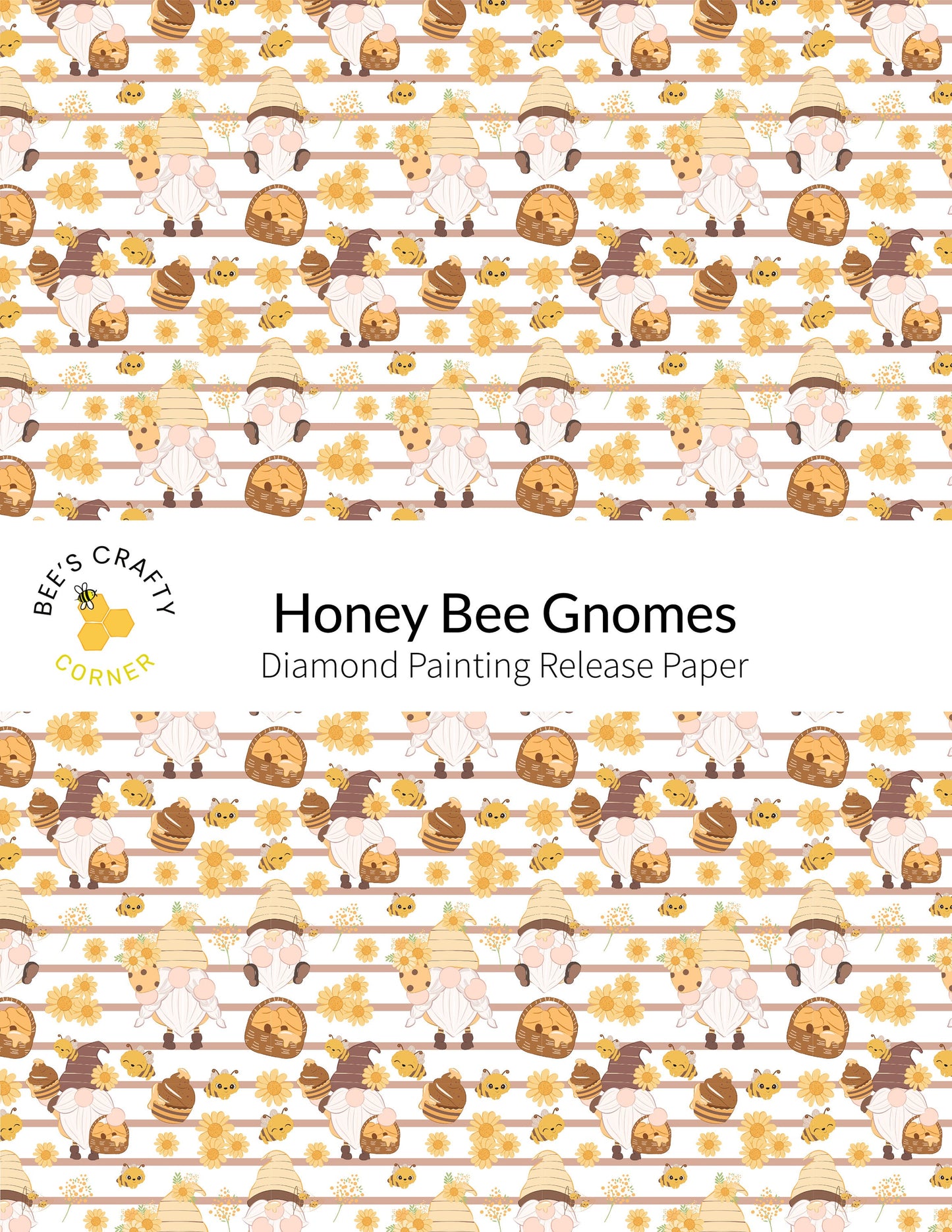 RELEASE PAPER | Honey Bee Gnomes - Reusable Patterned Diamond Painting Release Paper