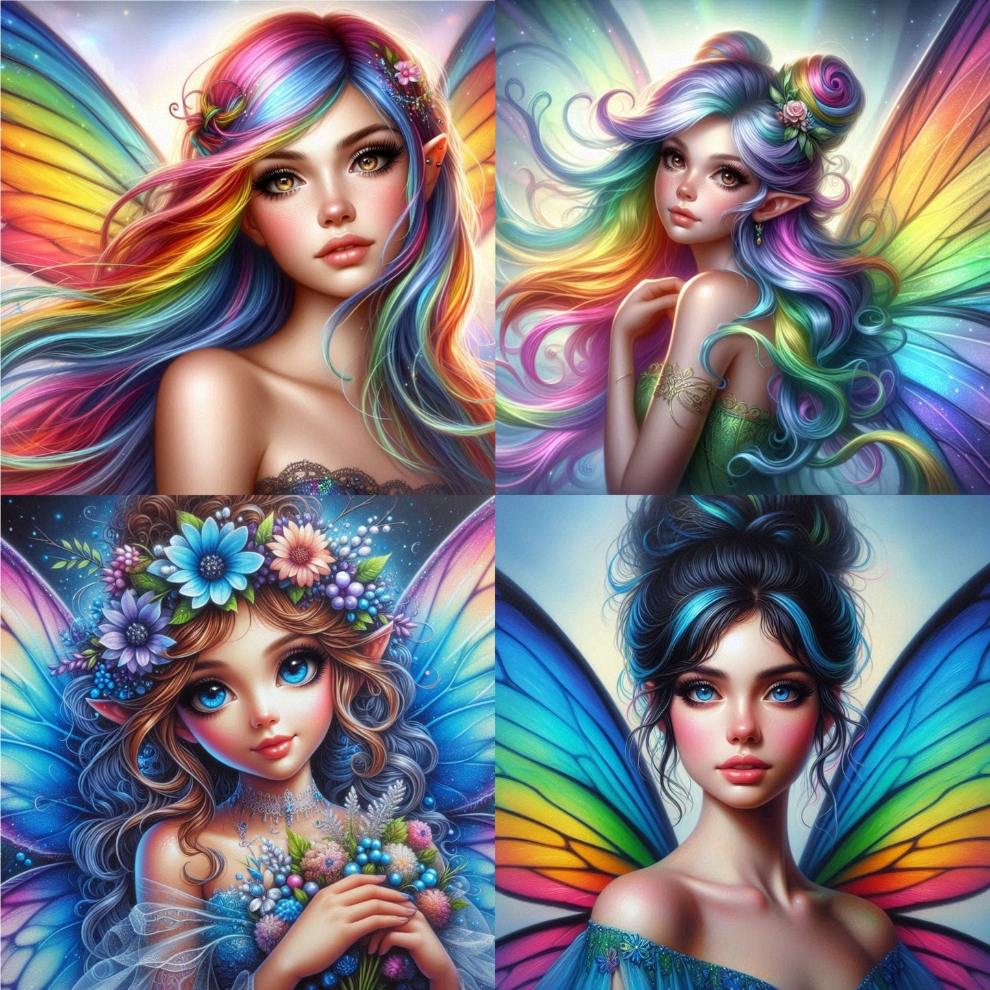 RELEASE PAPER | Rainbow Fairies - Theme Pack Reusable Diamond Painting Release Paper by Kelly Cloutier-Searson AI Arts