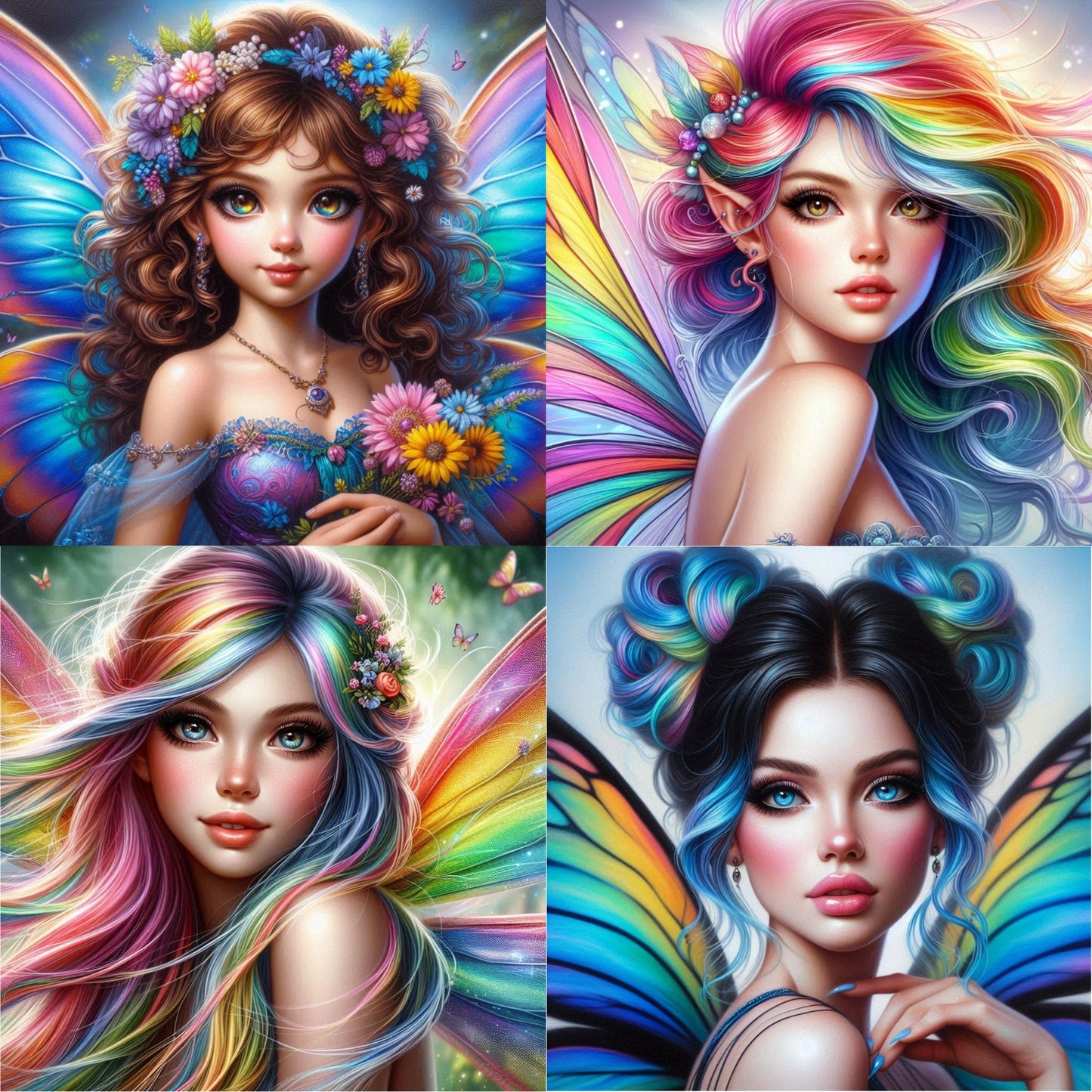 RELEASE PAPER | Rainbow Fairies - Theme Pack Reusable Diamond Painting Release Paper by Kelly Cloutier-Searson AI Arts