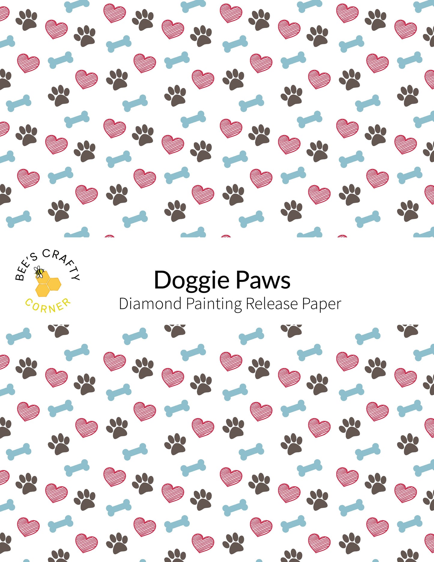 RELEASE PAPER | Doggie Paws - Reusable Patterned Diamond Painting Release Paper