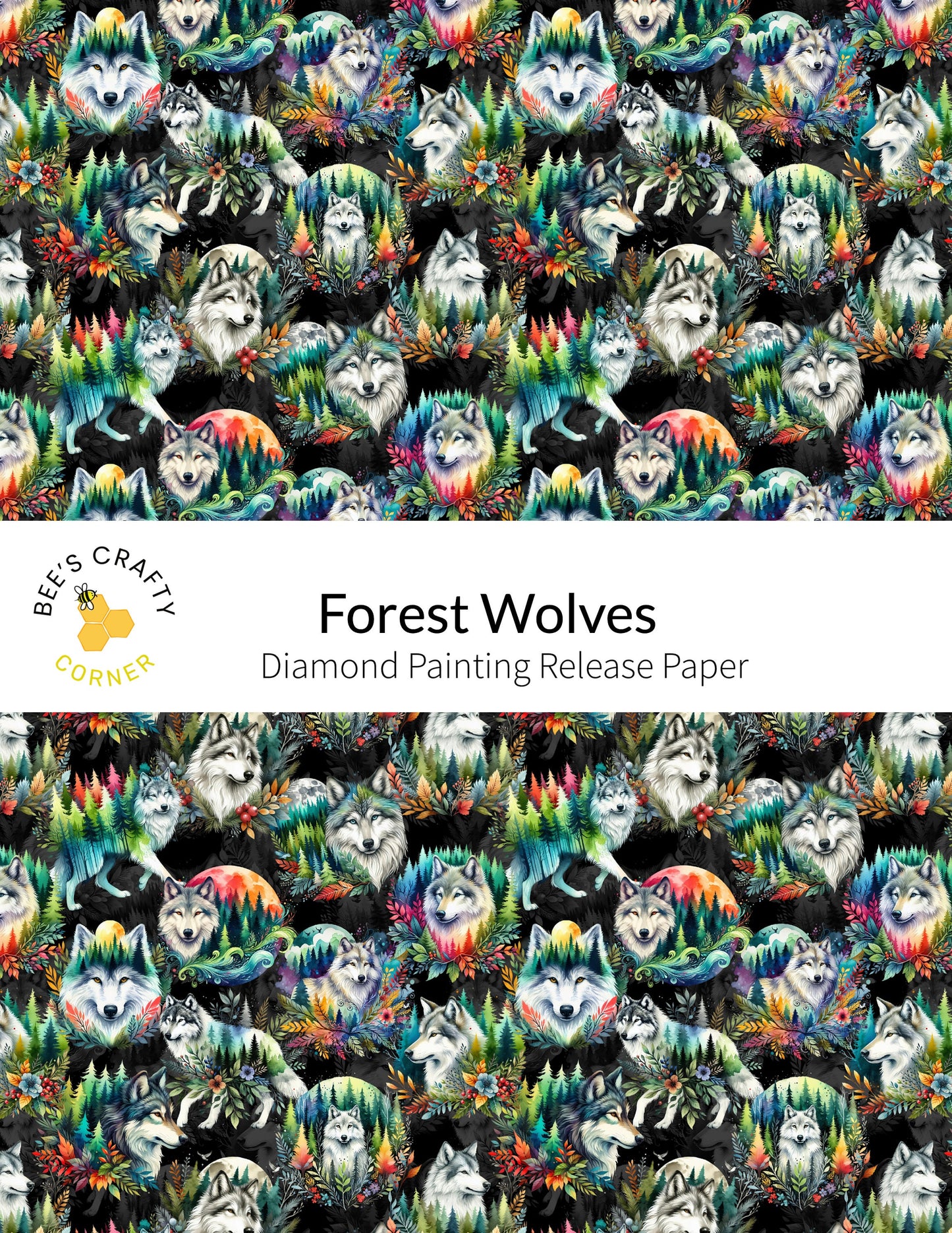 RELEASE PAPER | Forest Wolves - Reusable Patterned Diamond Painting Release Paper
