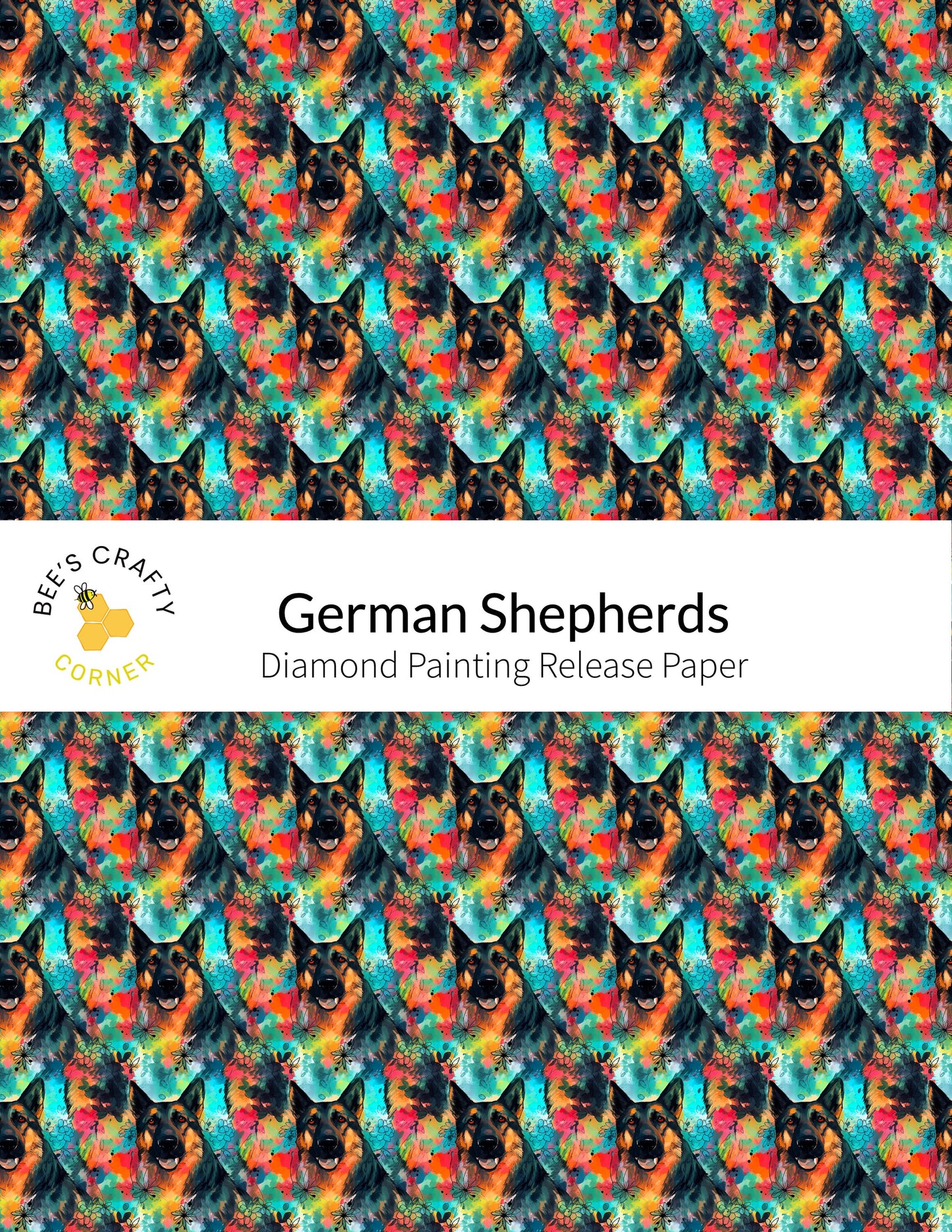 RELEASE PAPER | German Shepherds - Reusable Patterned Diamond Painting Release Paper