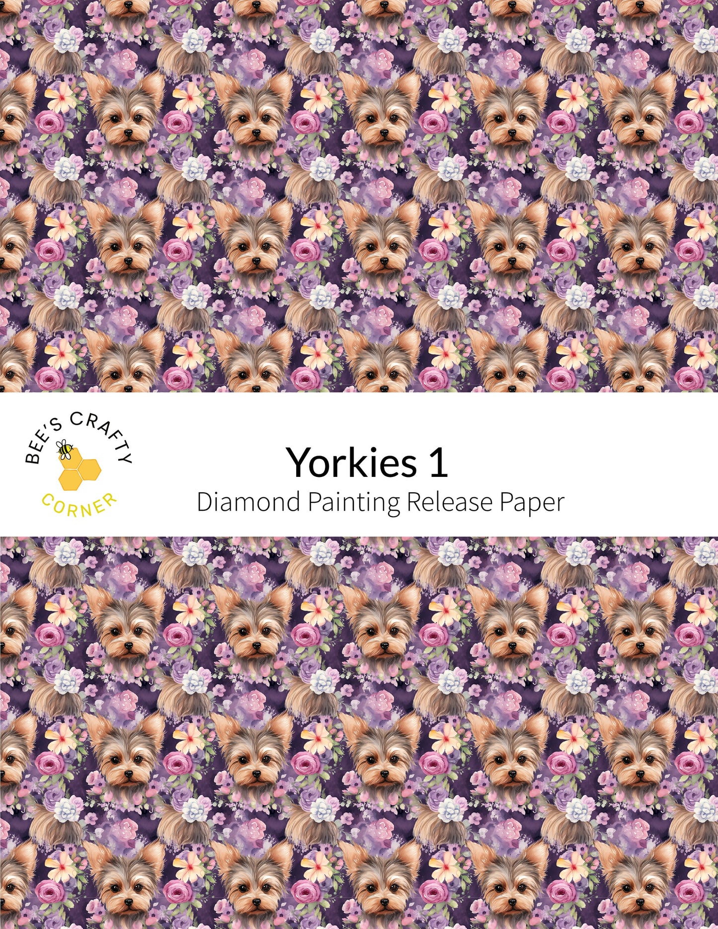 RELEASE PAPER | Yorkies #1 - Reusable Patterned Diamond Painting Release Paper