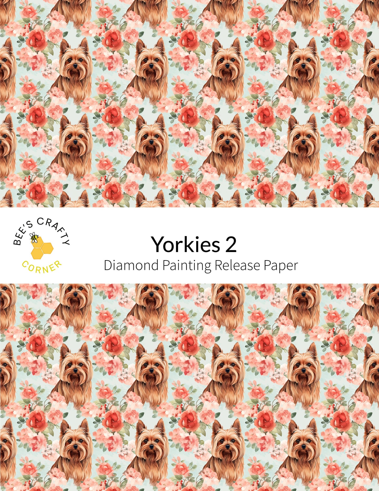 RELEASE PAPER | Yorkies #2 - Reusable Patterned Diamond Painting Release Paper