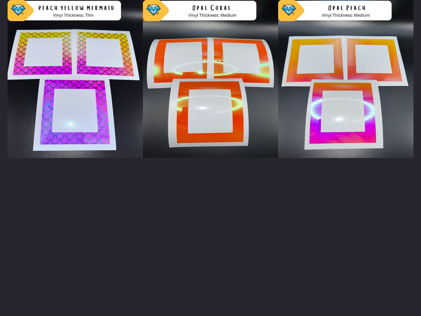 Restocked - VINYL SECTION FRAMES | Glitter and Holographic Vinyl Section Frames For Diamond Painting