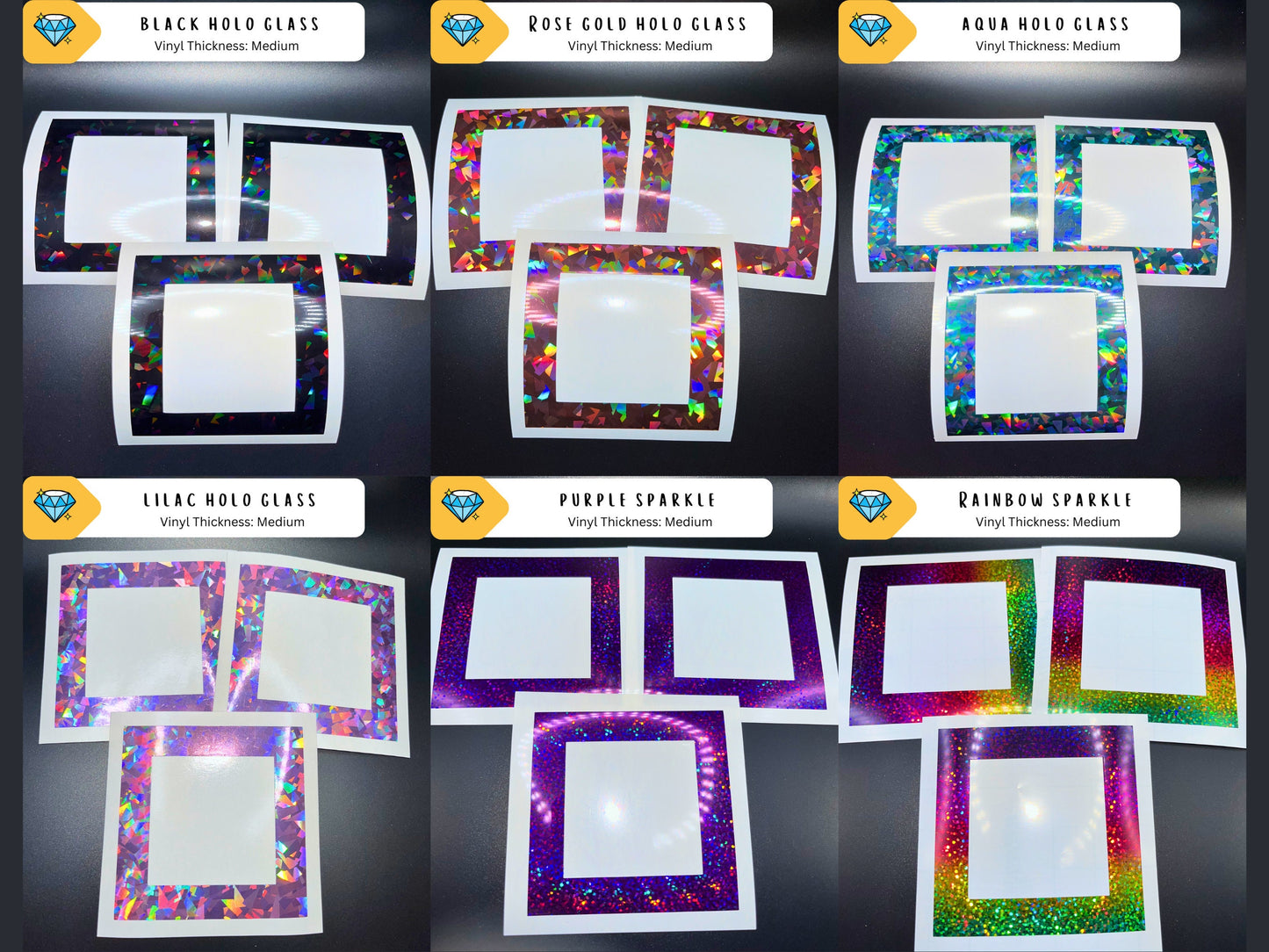 Restocked - VINYL SECTION FRAMES | Glitter and Holographic Vinyl Section Frames For Diamond Painting