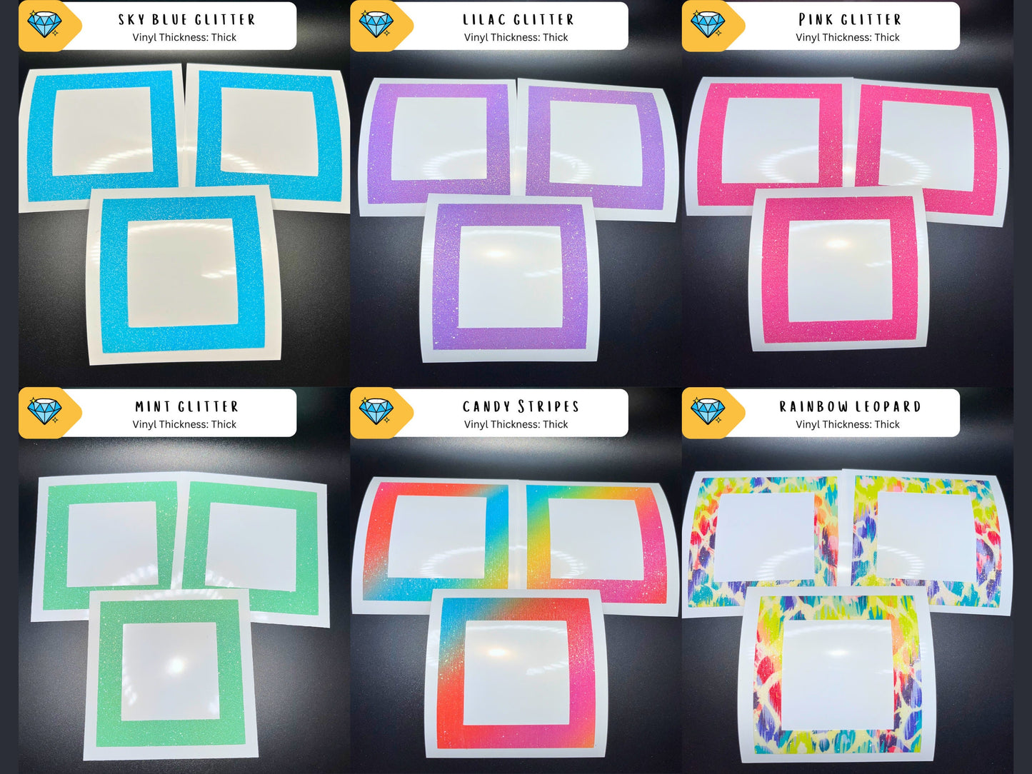 Restocked - VINYL SECTION FRAMES | Glitter and Holographic Vinyl Section Frames For Diamond Painting