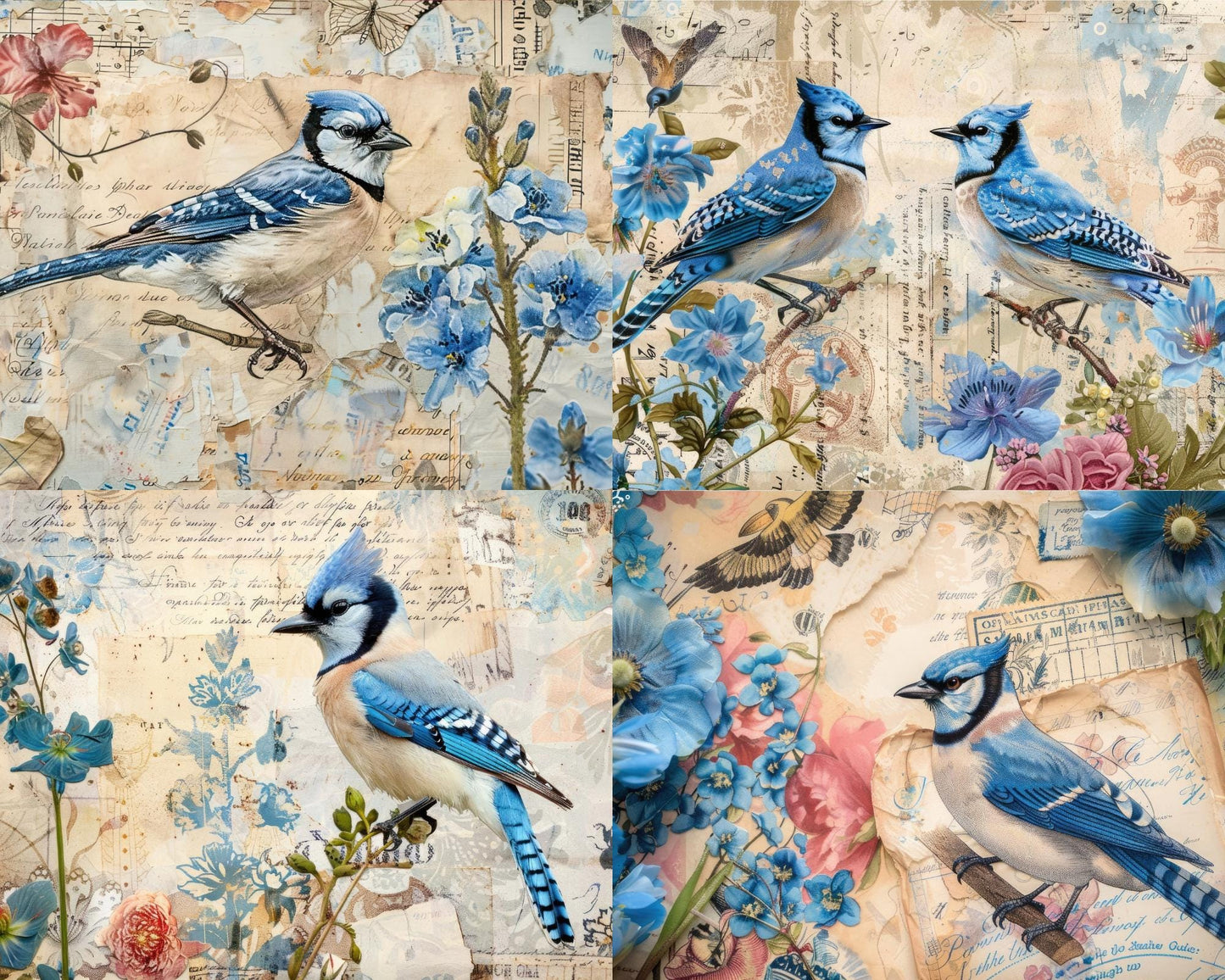 RELEASE PAPER | Vintage Blue Birds - Theme Pack Reusable Diamond Painting Release Paper