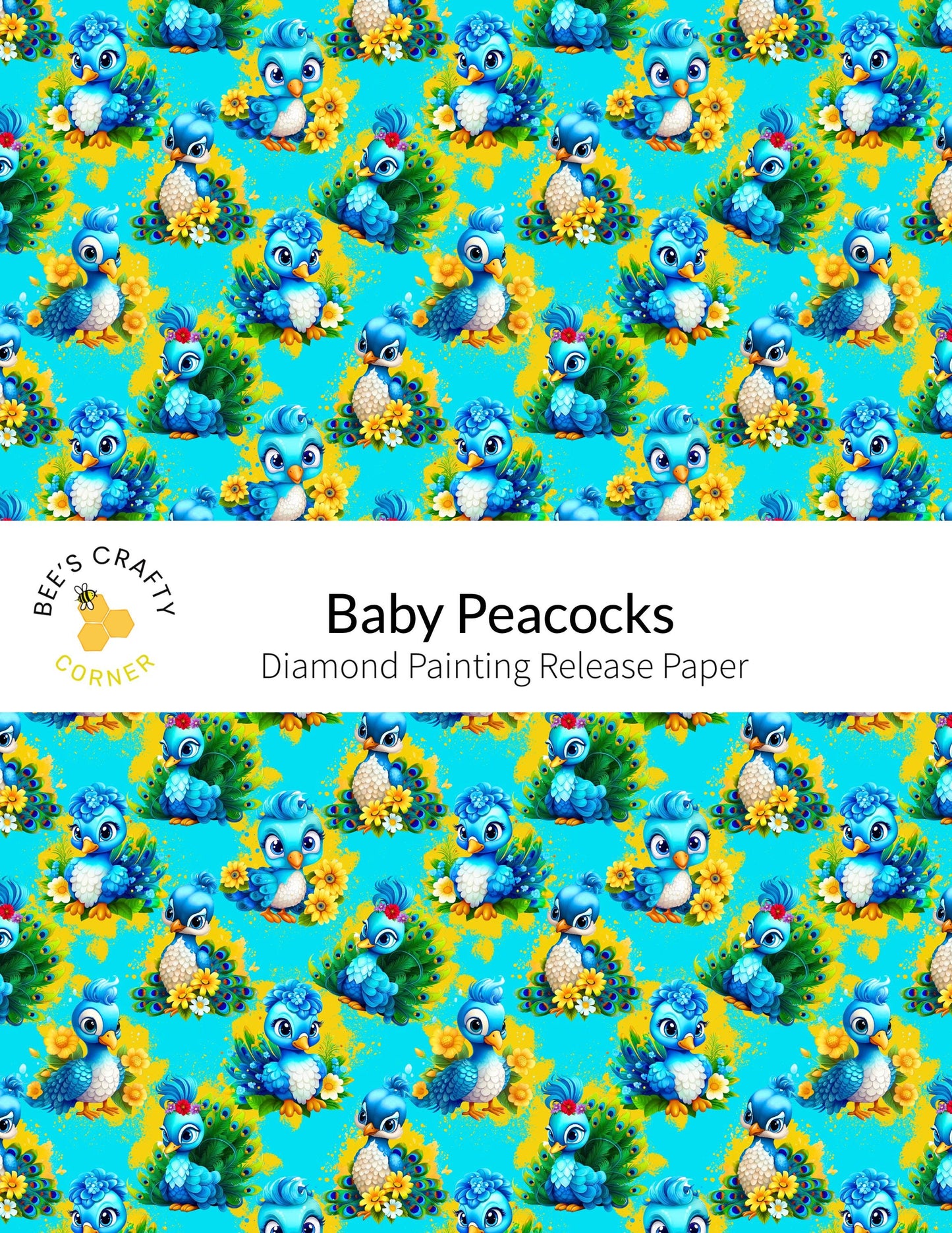 RELEASE PAPER | Baby Peacocks - Reusable Patterned Diamond Painting Release Paper