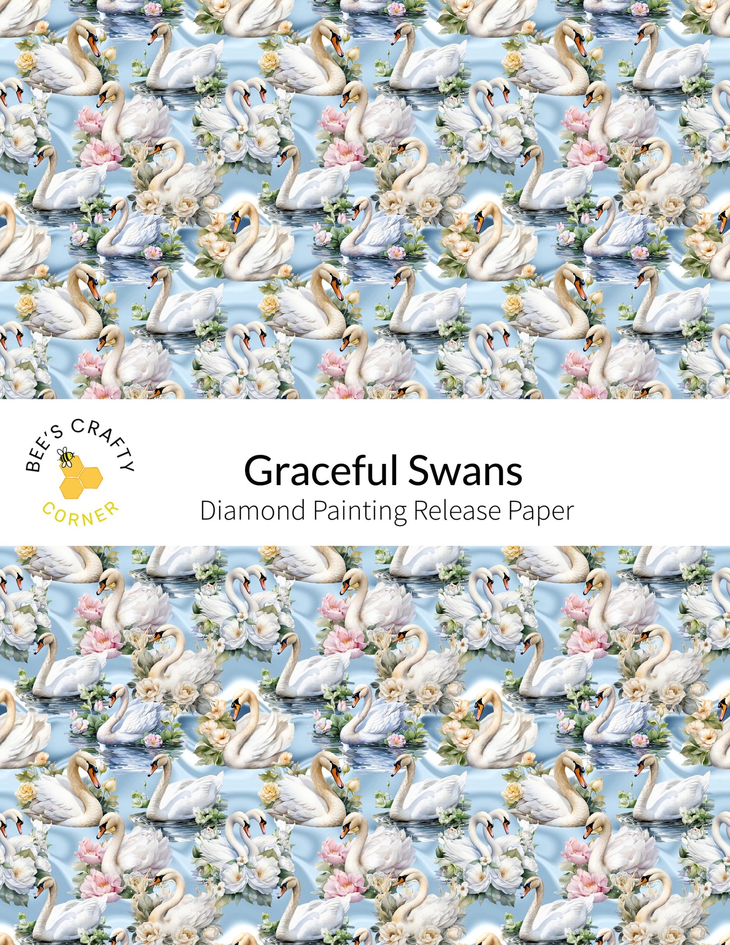RELEASE PAPER | Graceful Swans - Reusable Patterned Diamond Painting Release Paper