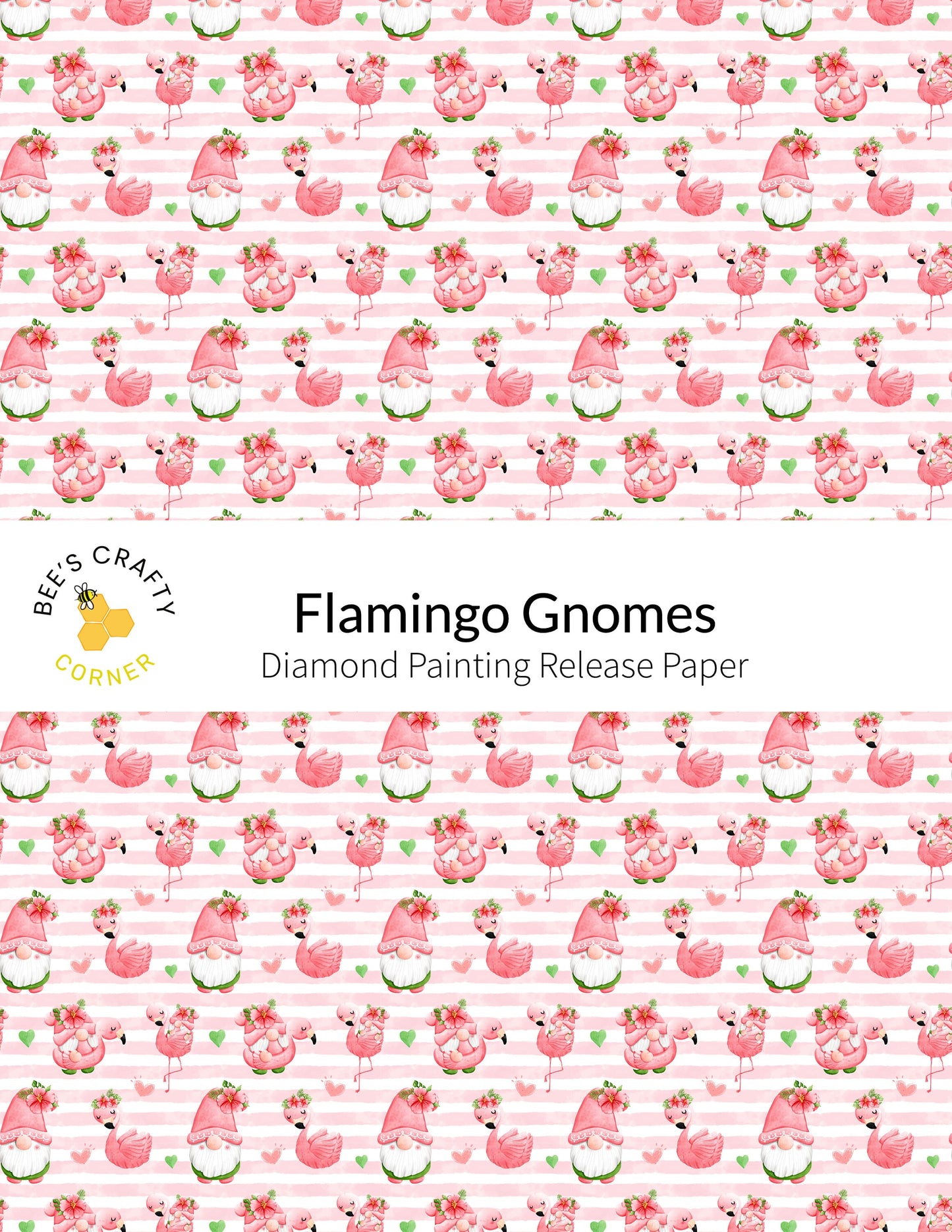 RELEASE PAPER | Flamingo Gnomes - Reusable Patterned Diamond Painting Release Paper
