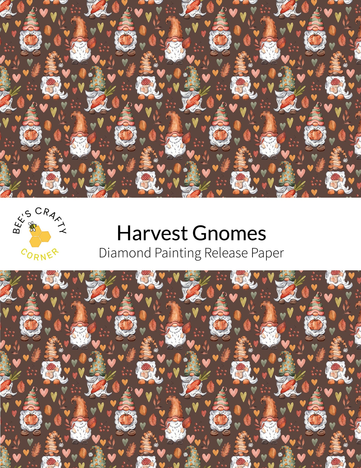 RELEASE PAPER | Harvest Gnomes - Reusable Patterned Diamond Painting Release Paper