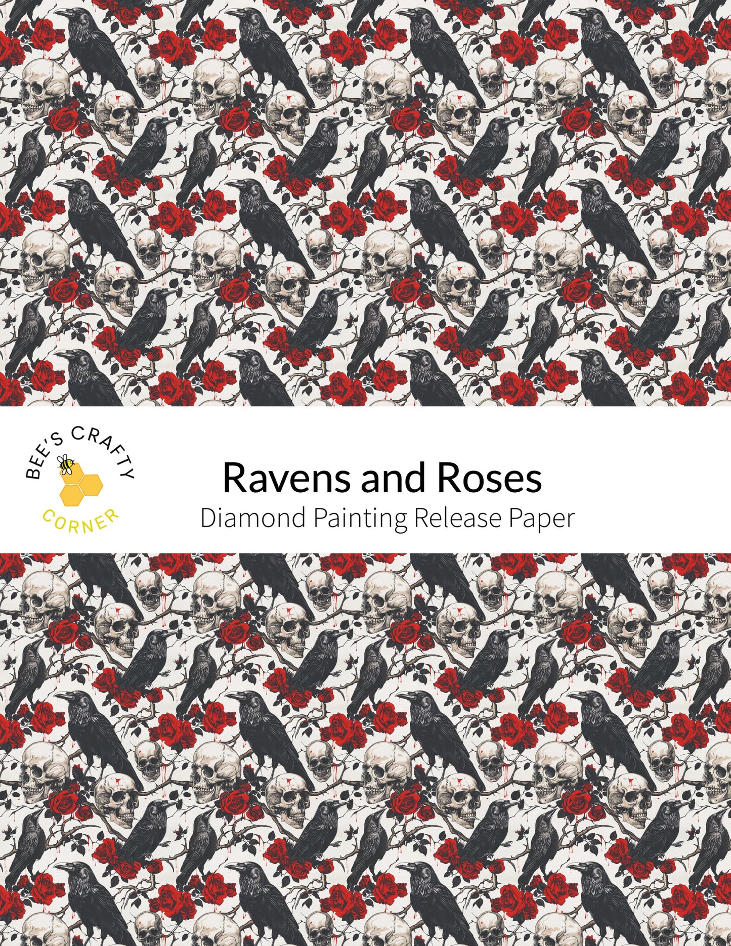 RELEASE PAPER | Ravens and Roses - Reusable Patterned Diamond Painting Release Paper