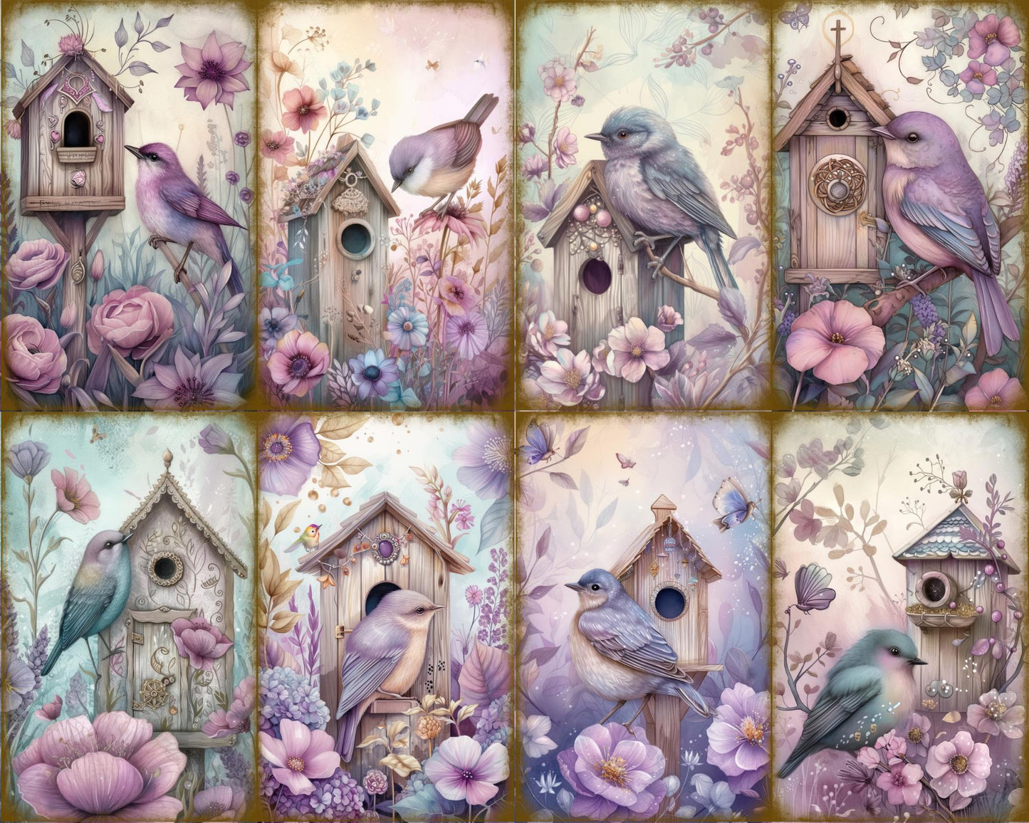 RELEASE PAPER | Floral Birdhouses - Theme Pack Reusable Diamond Painting Release Paper