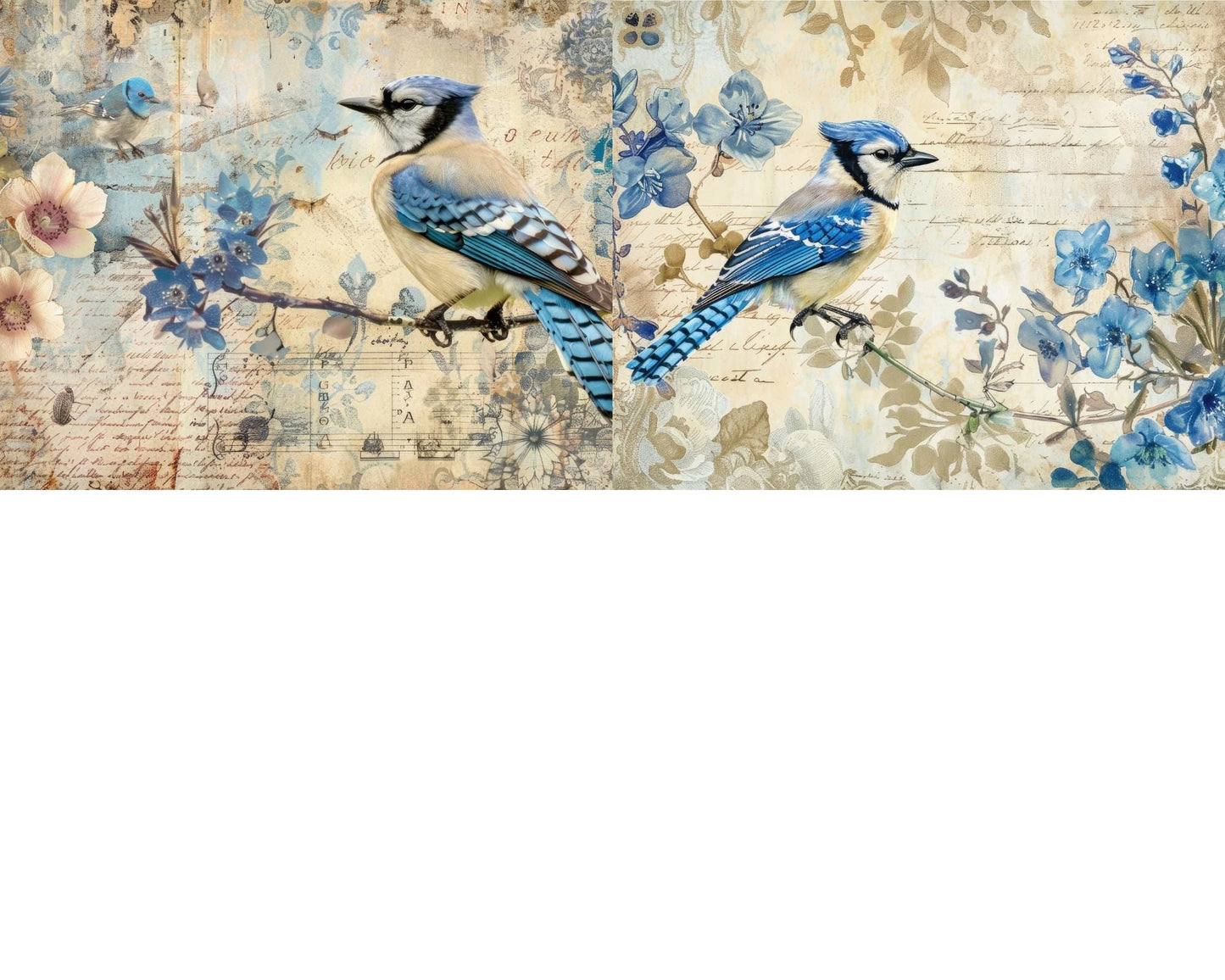 RELEASE PAPER | Vintage Blue Birds - Theme Pack Reusable Diamond Painting Release Paper
