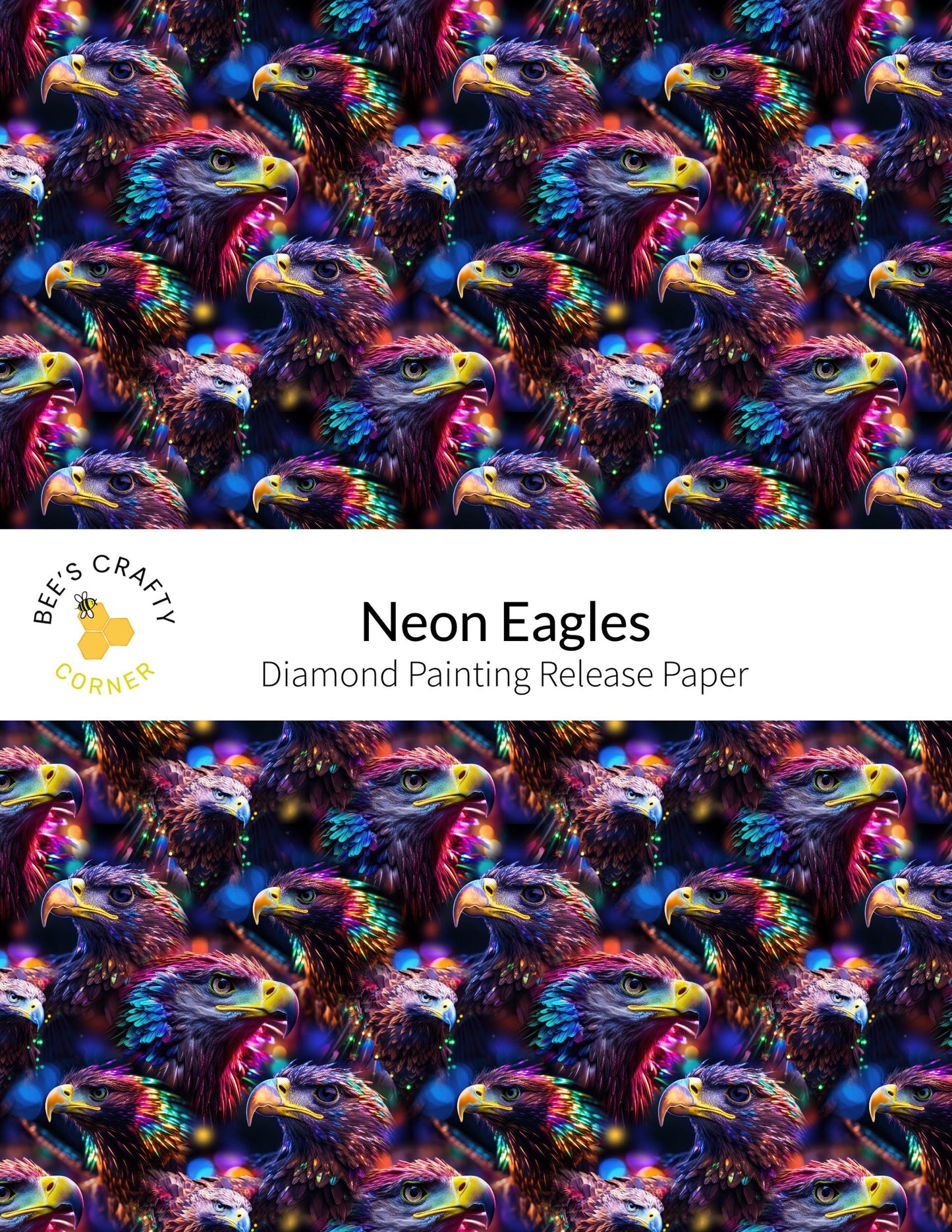 RELEASE PAPER | Neon Eagles - Reusable Patterned Diamond Painting Release Paper