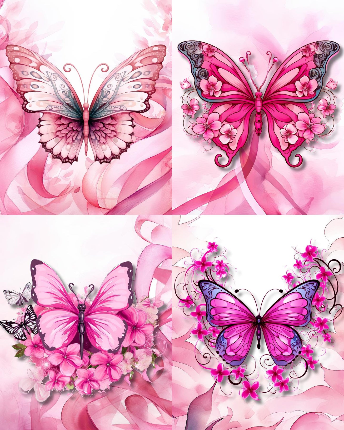 RELEASE PAPER | Pink Ribbon Butterflies - Theme Pack Reusable Diamond Painting Release Paper