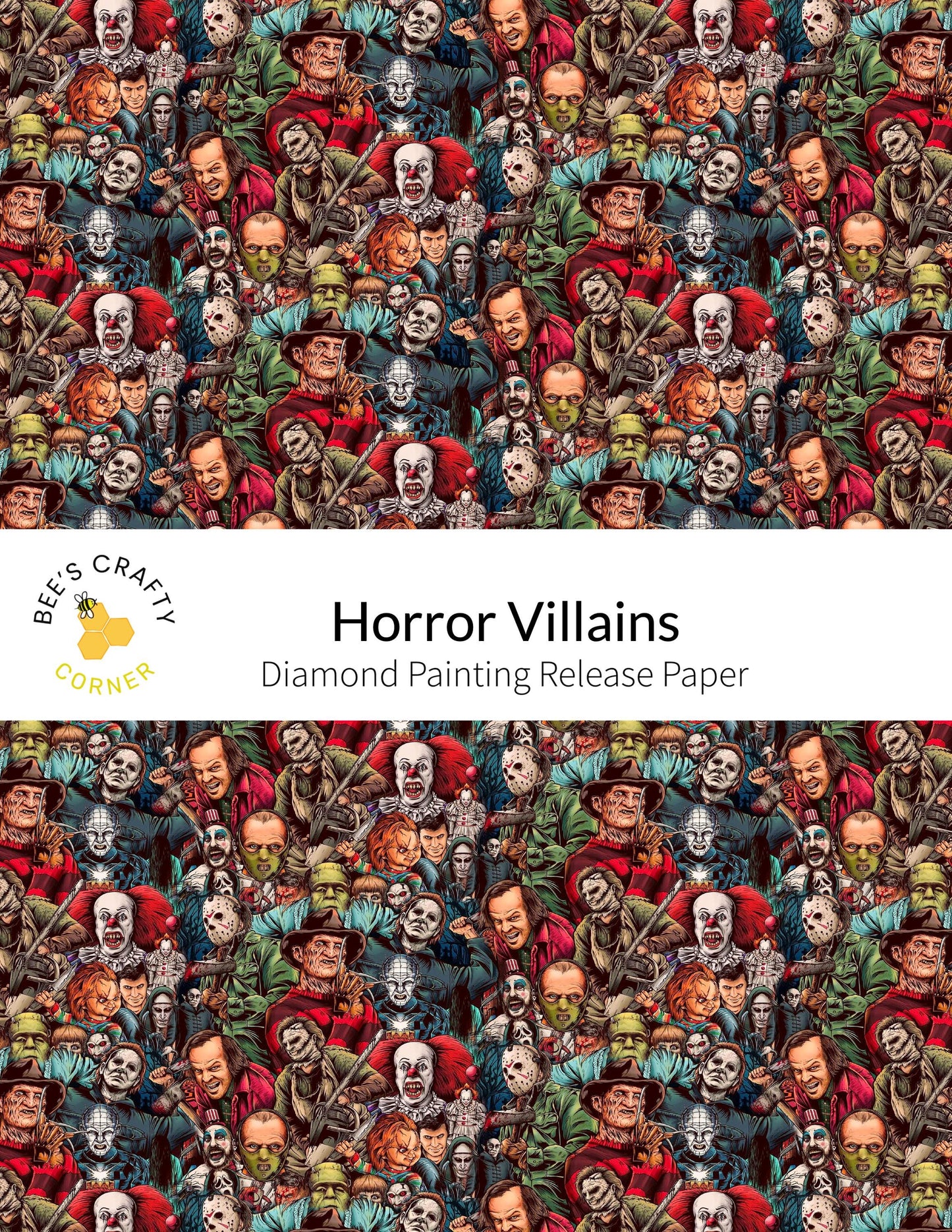 RELEASE PAPER | Horror Villains - Reusable Patterned Diamond Painting Release Paper