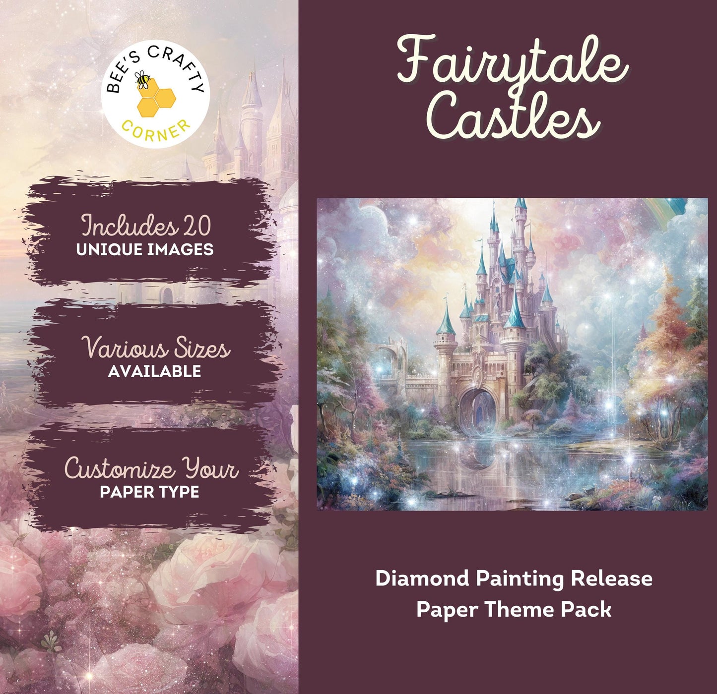 RELEASE PAPER | Fairytale Castles - Theme Pack Reusable Diamond Painting Release Paper