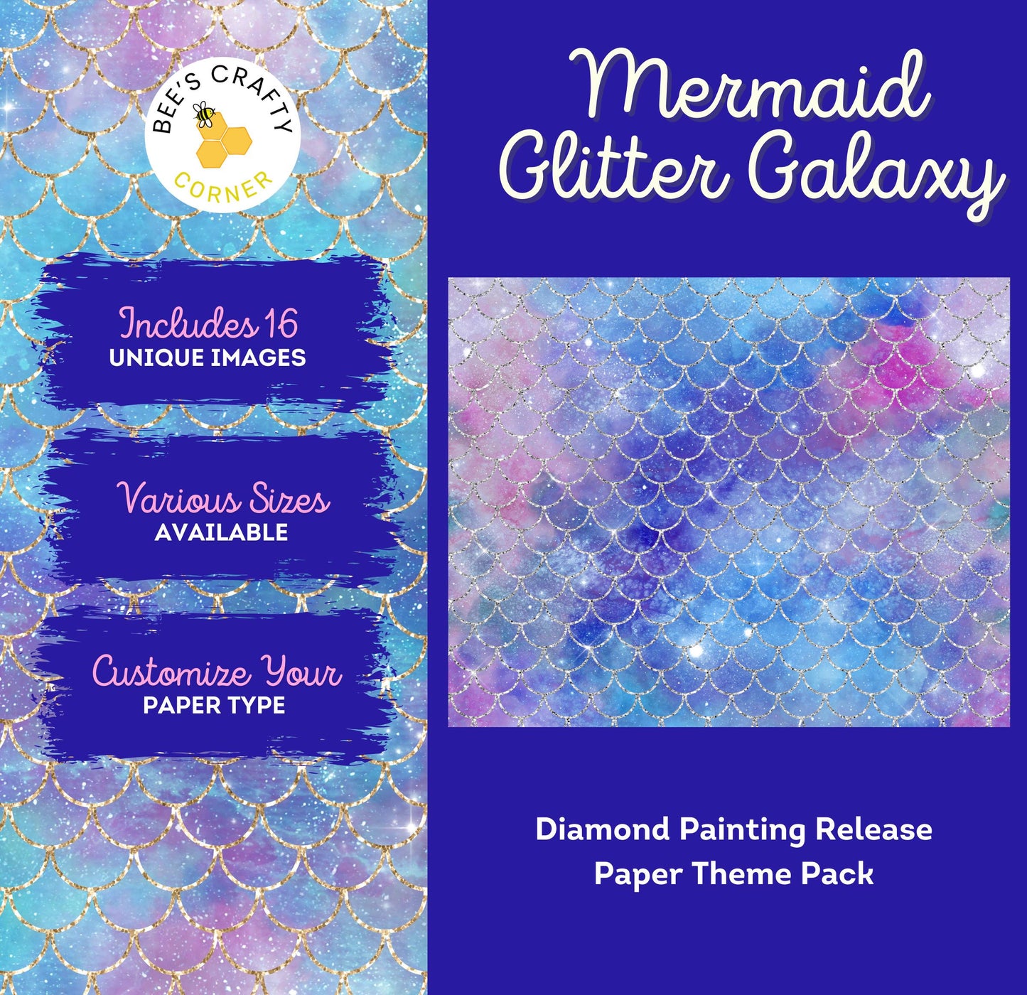 RELEASE PAPER | Mermaid Glitter Galaxy - Theme Pack Reusable Diamond Painting Release Paper