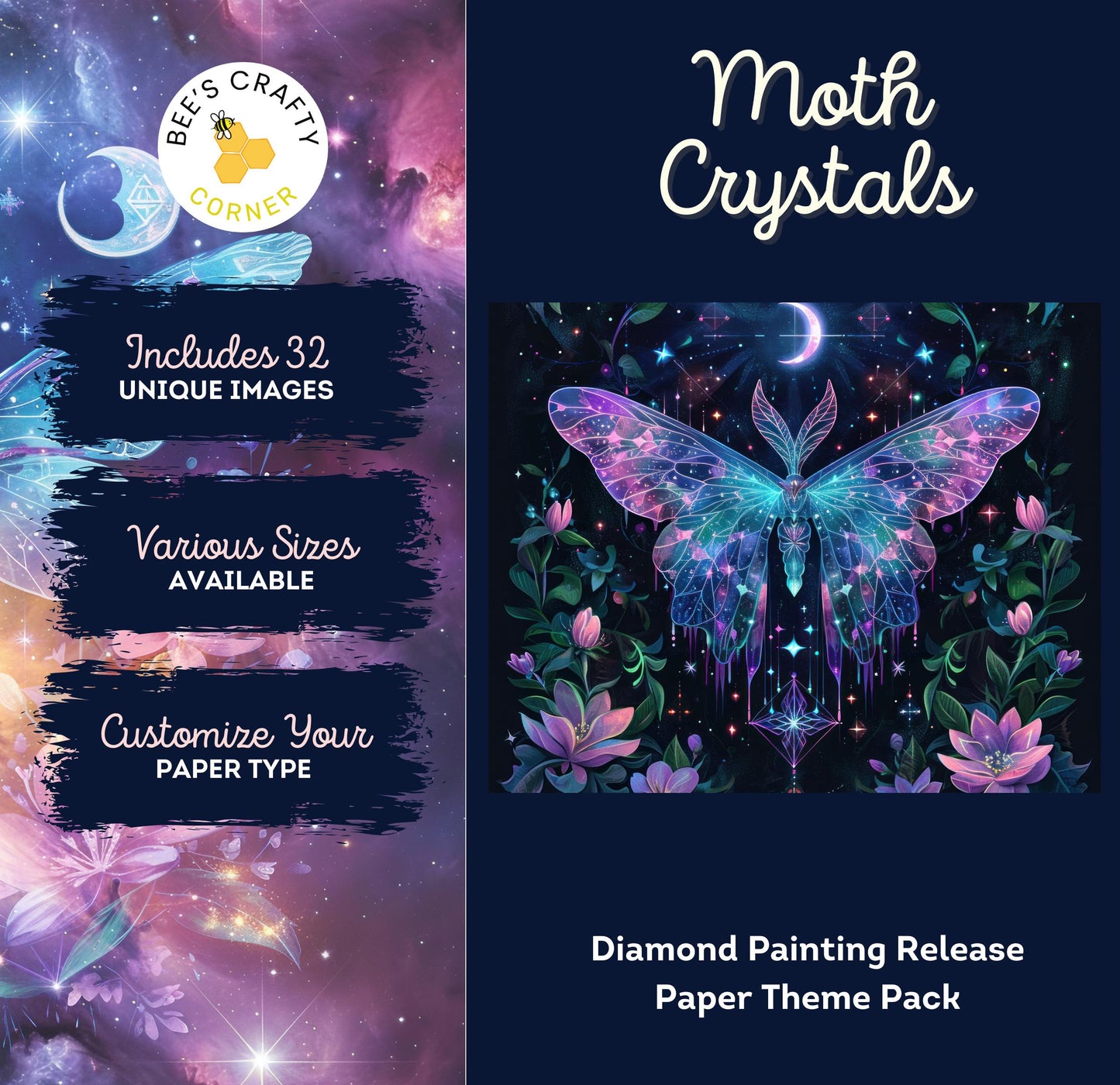 RELEASE PAPER | Moth Crystals - Theme Pack Reusable Diamond Painting Release Paper
