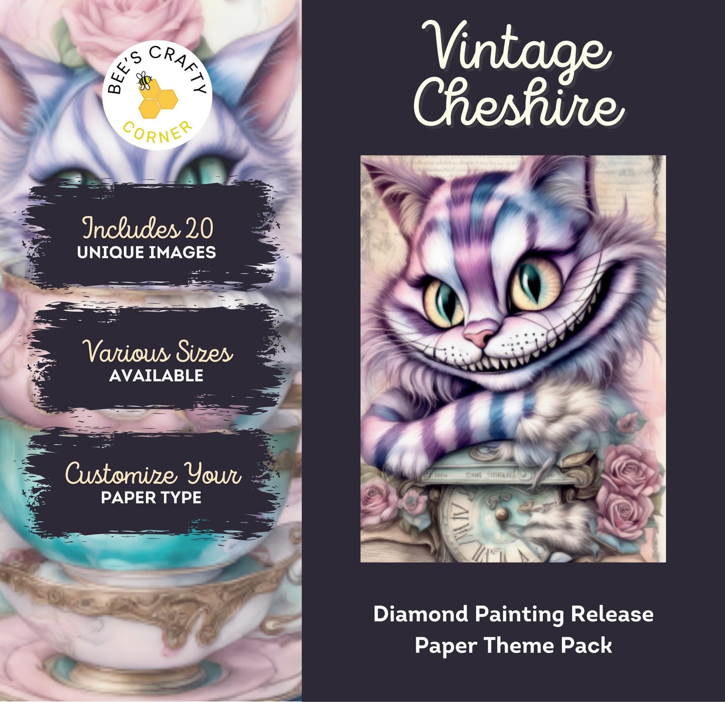 RELEASE PAPER | Vintage Cheshire - Theme Pack Reusable Diamond Painting Release Paper