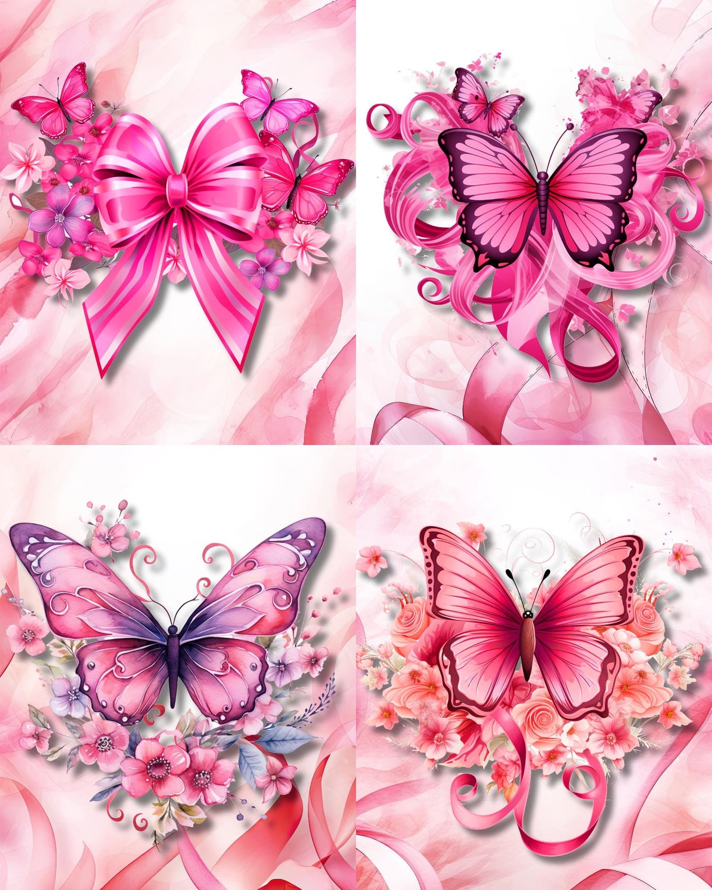 RELEASE PAPER | Pink Ribbon Butterflies - Theme Pack Reusable Diamond Painting Release Paper