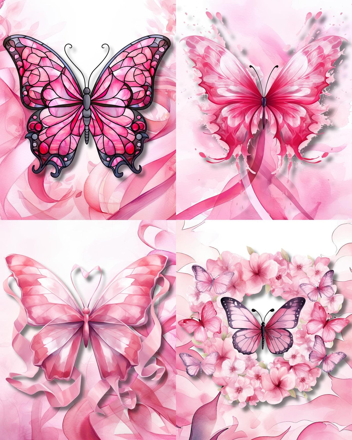 RELEASE PAPER | Pink Ribbon Butterflies - Theme Pack Reusable Diamond Painting Release Paper