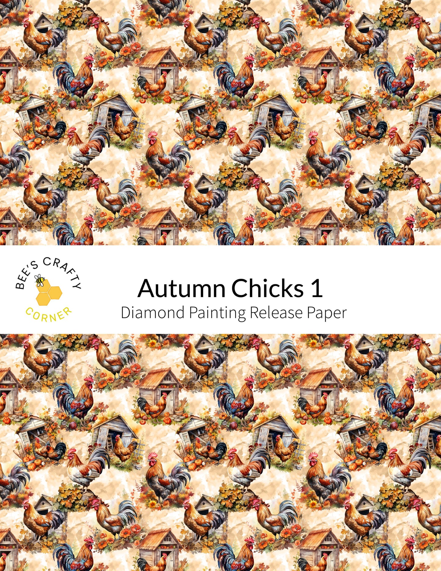 RELEASE PAPER | Autumn Chicks 1 - Reusable Patterned Diamond Painting Release Paper