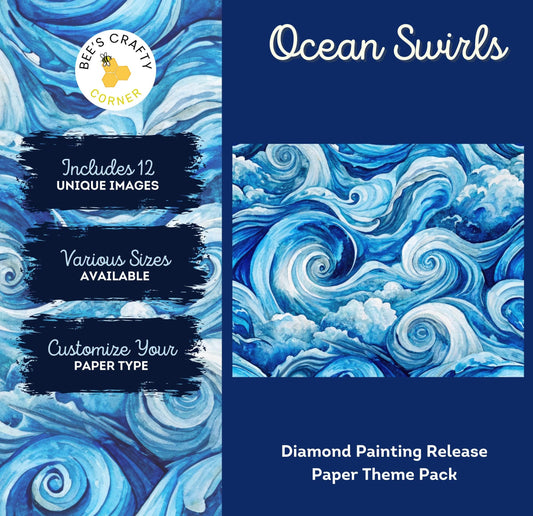 RELEASE PAPER | Ocean Swirls - Theme Pack Reusable Diamond Painting Release Paper