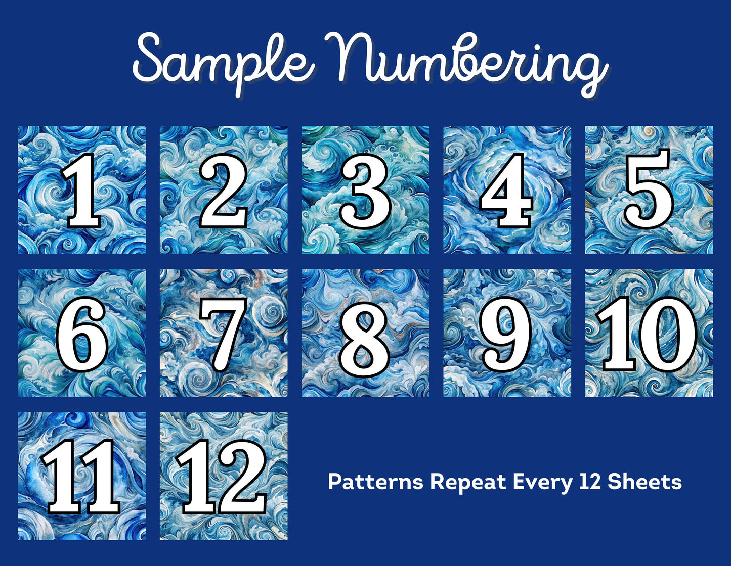RELEASE PAPER | Ocean Swirls - Numbered Diamond Painting Release Paper