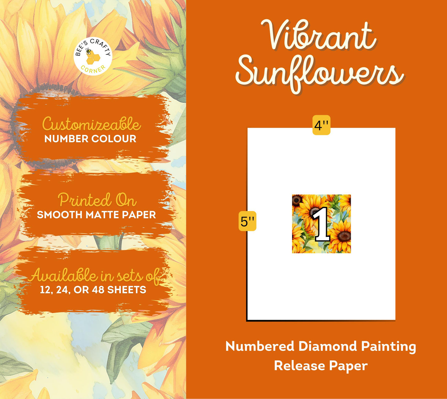 RELEASE PAPER | Vibrant Sunflowers - Numbered Diamond Painting Release Paper