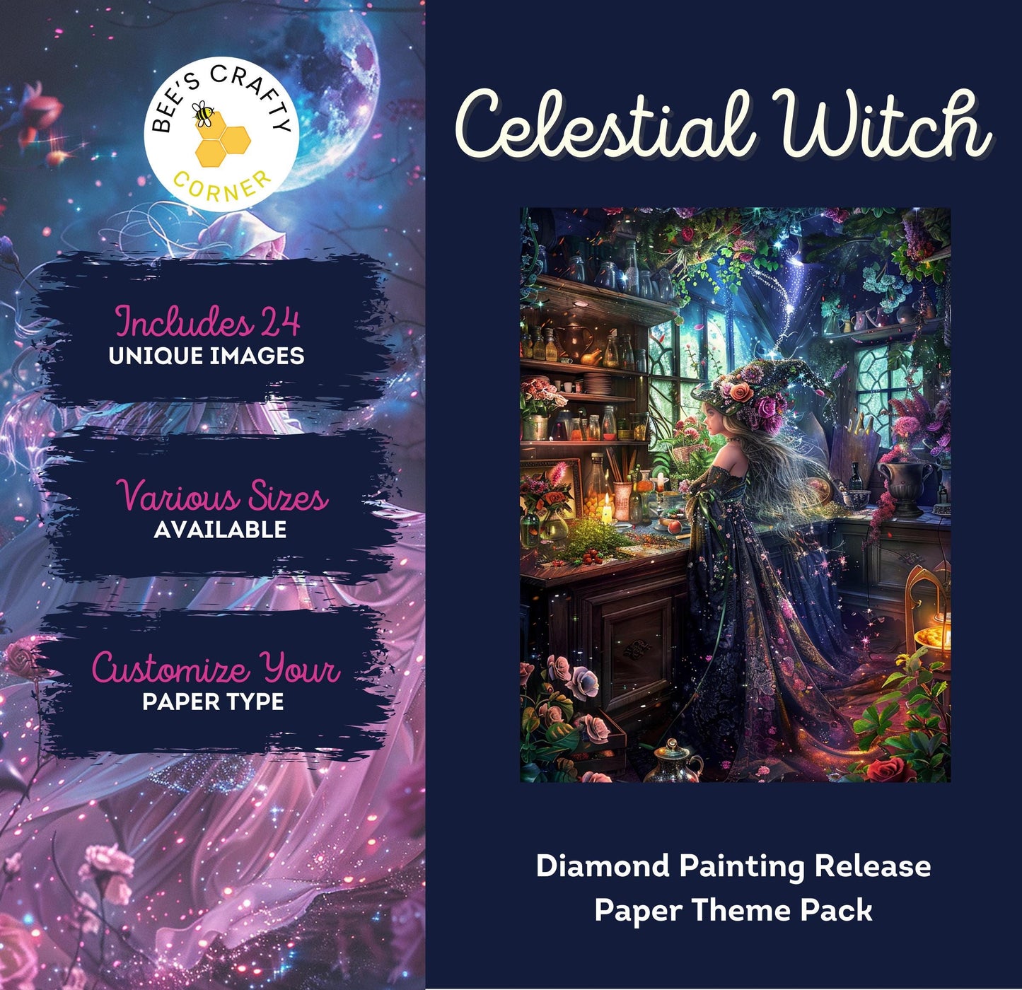 RELEASE PAPER | Celestial Witch - Theme Pack Reusable Diamond Painting Release Paper