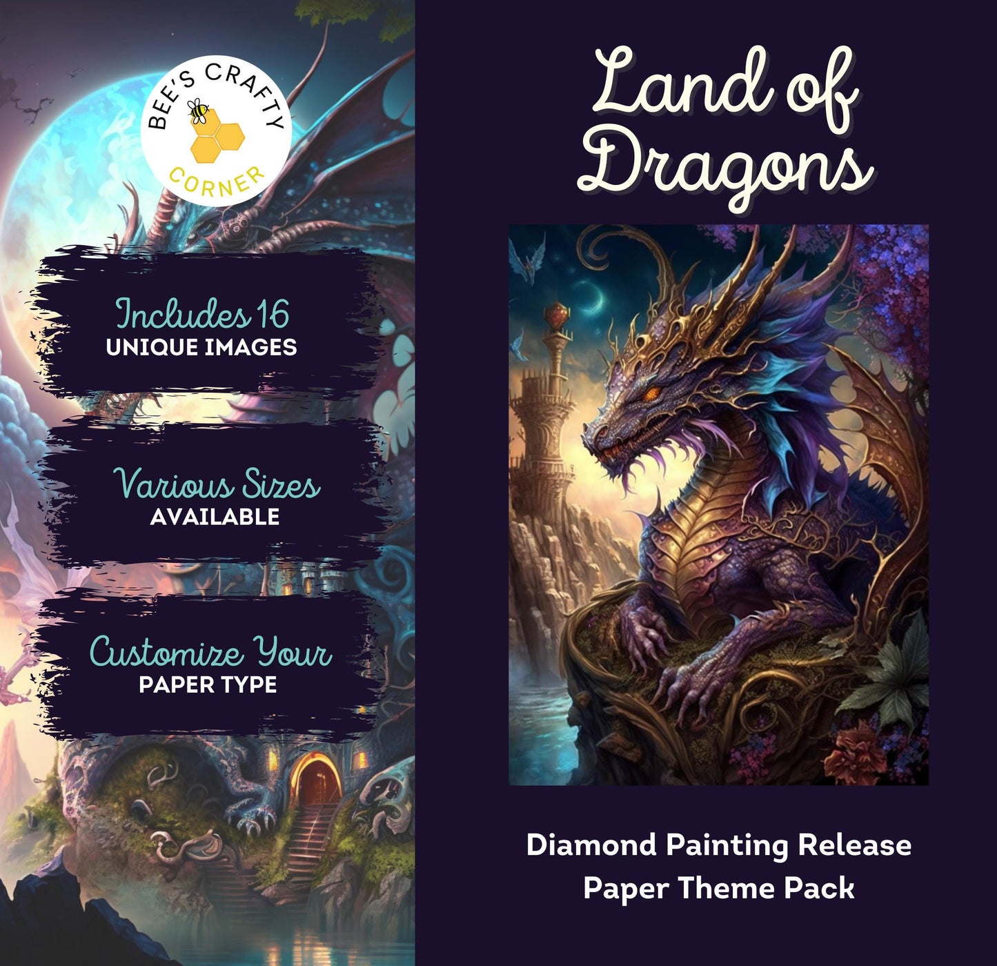 RELEASE PAPER | Land of Dragons - Theme Pack Reusable Diamond Painting Release Paper