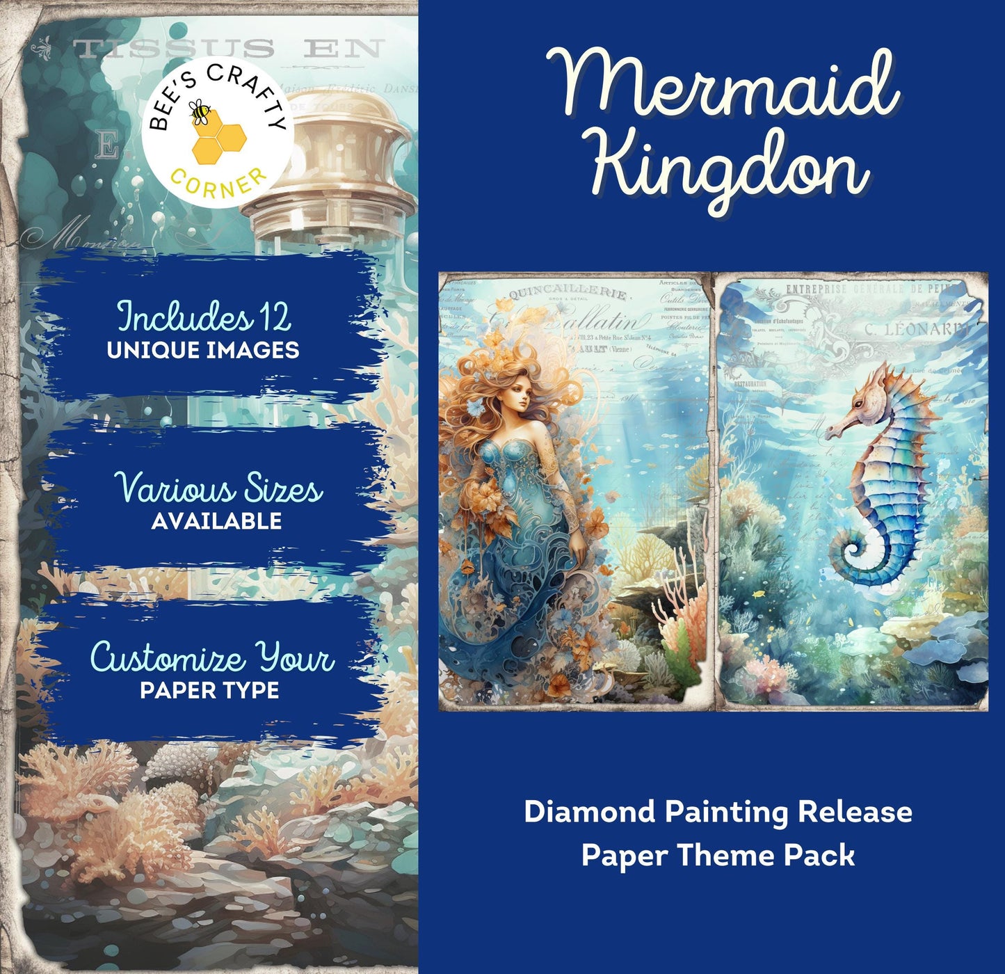 RELEASE PAPER | Mermaid Kingdom - Theme Pack Reusable Diamond Painting Release Paper