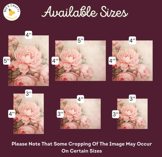 RELEASE PAPER | Vintage Pink Peonies - Theme Pack Reusable Diamond Painting Release Paper