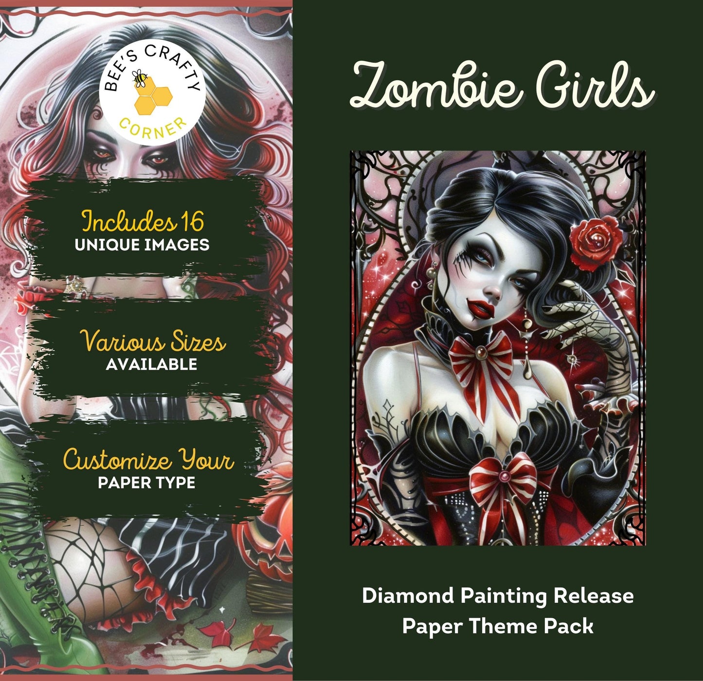 RELEASE PAPER | Zombie Girls - Theme Pack Reusable Diamond Painting Release Paper