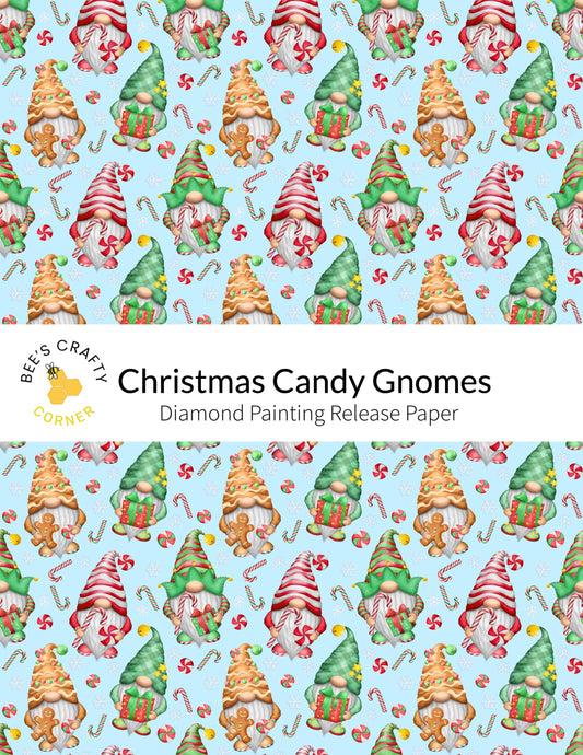 RELEASE PAPER | Christmas Candy Gnomes - Reusable Patterned Diamond Painting Release Paper