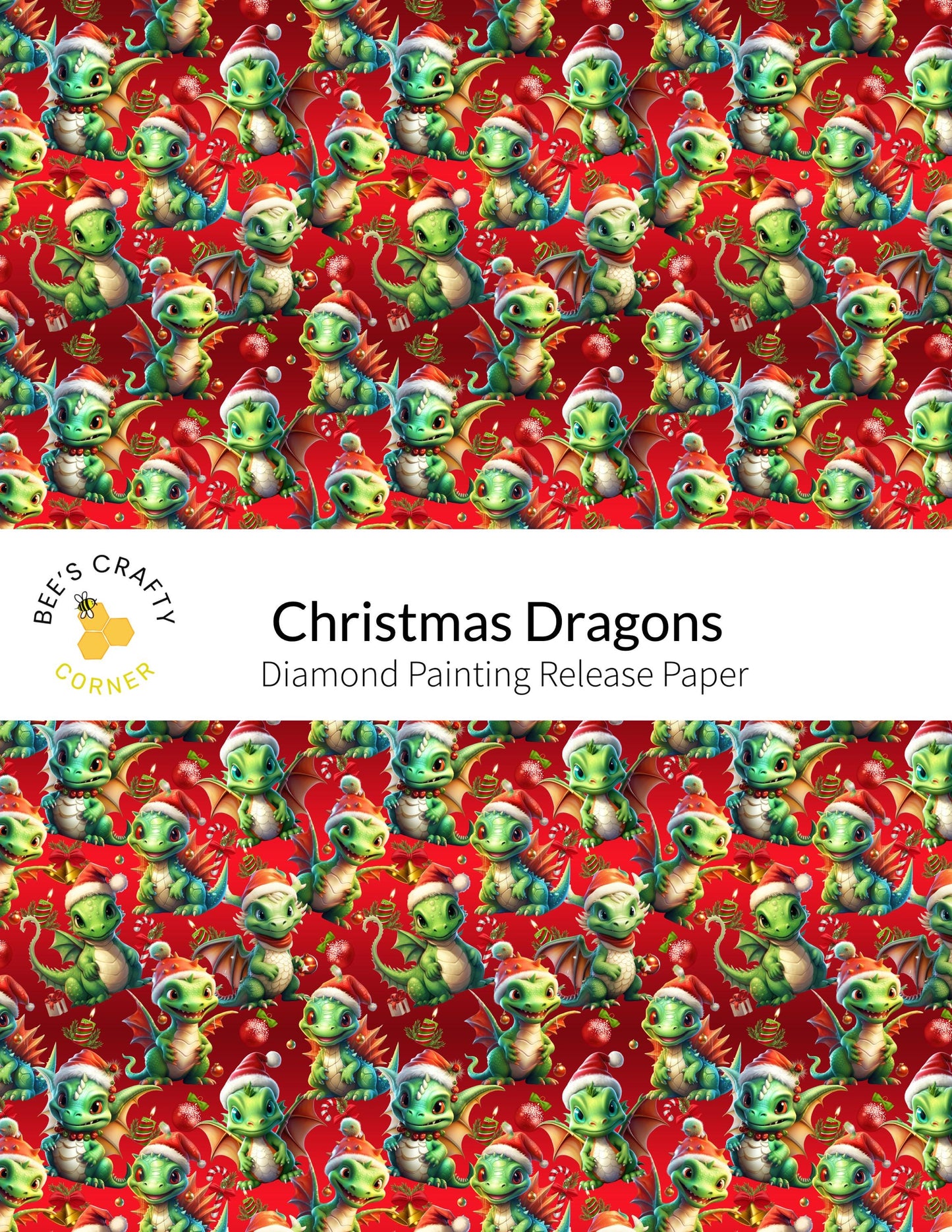 RELEASE PAPER | Christmas Dragons - Reusable Patterned Diamond Painting Release Paper