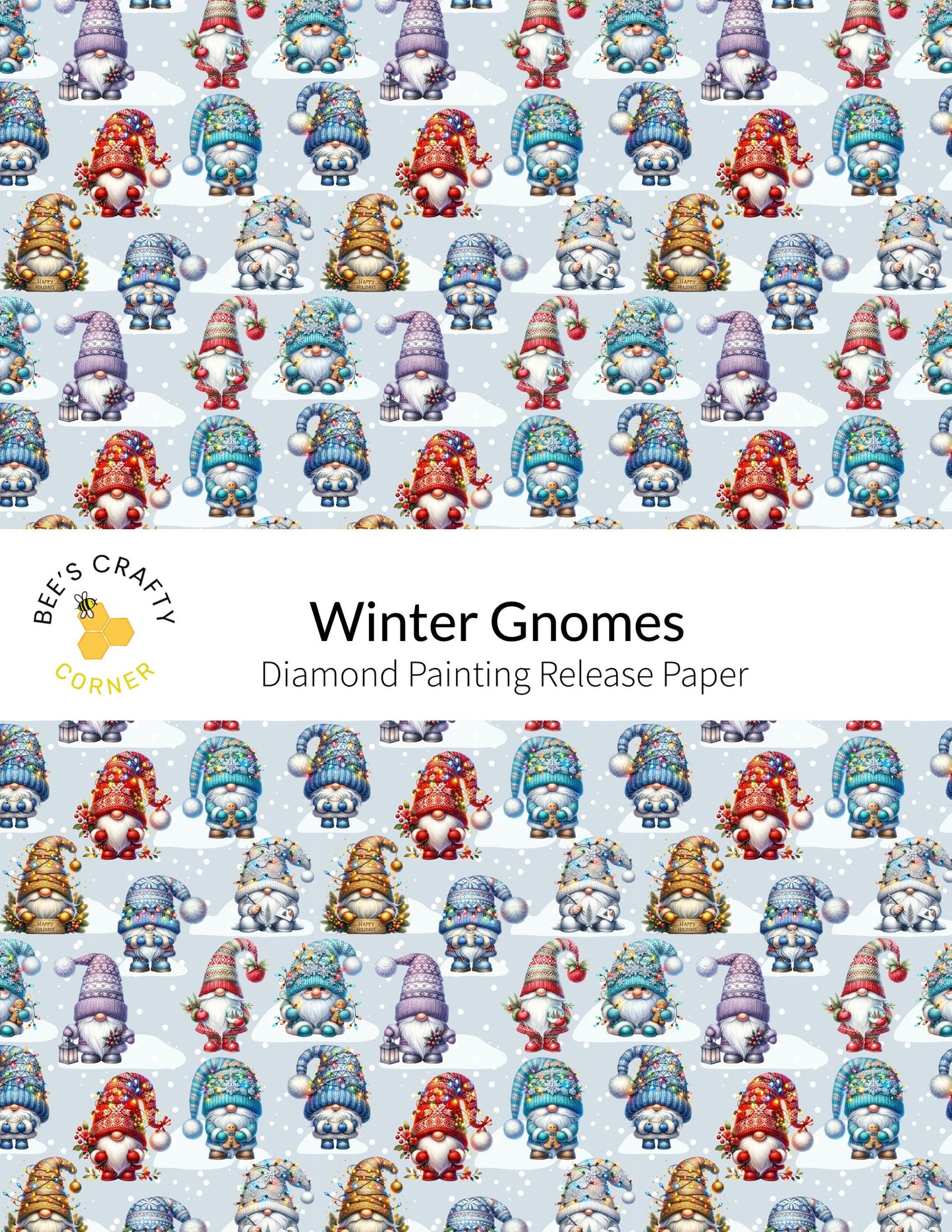RELEASE PAPER | Winter Gnomes - Reusable Patterned Diamond Painting Release Paper