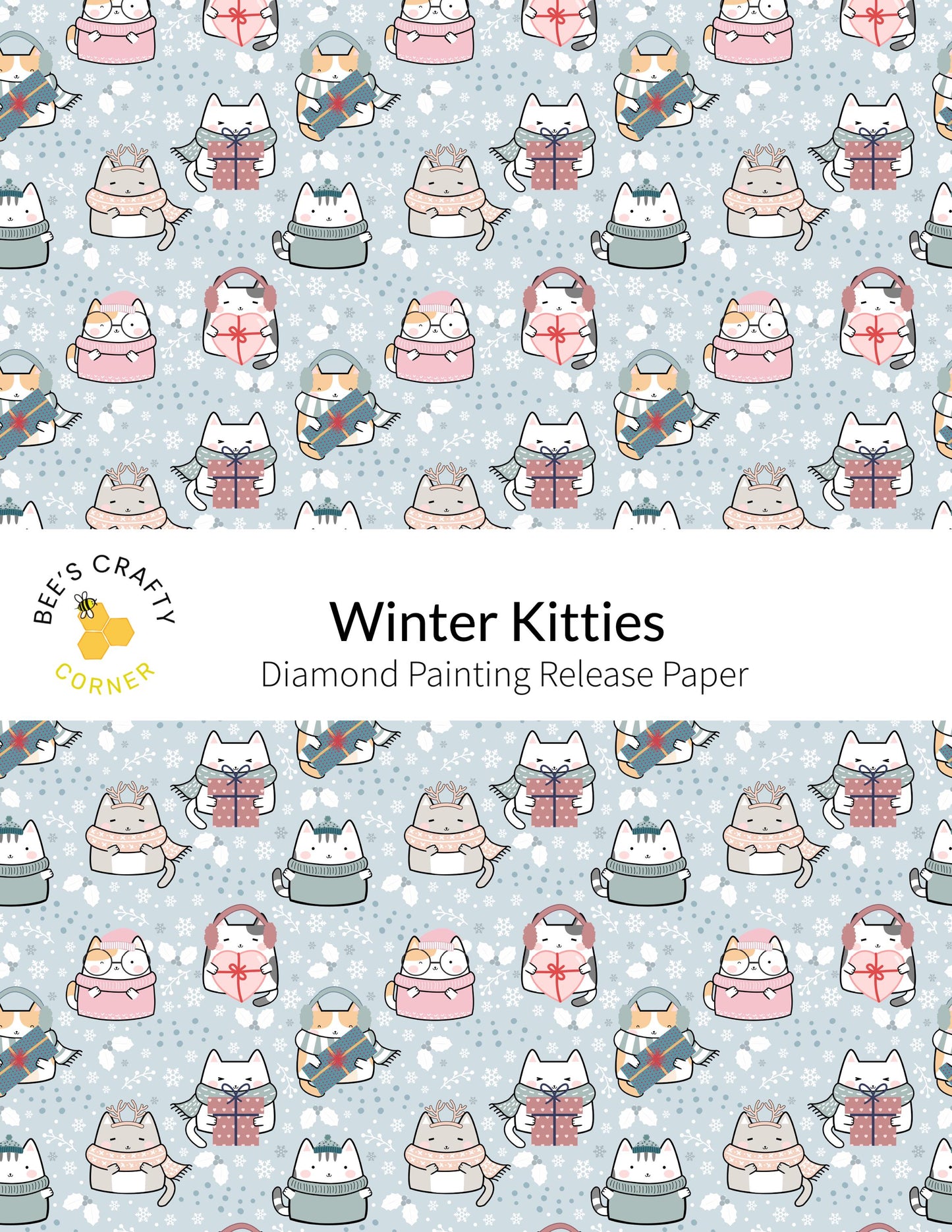 RELEASE PAPER | Winter Kitties - Reusable Patterned Diamond Painting Release Paper