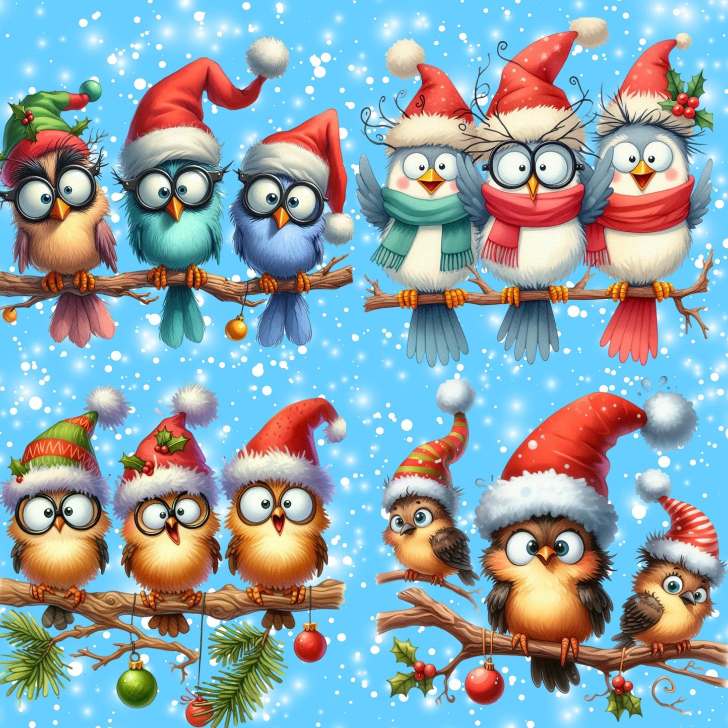 RELEASE PAPER | Christmas Quirky Birds - Theme Pack Reusable Diamond Painting Release Paper