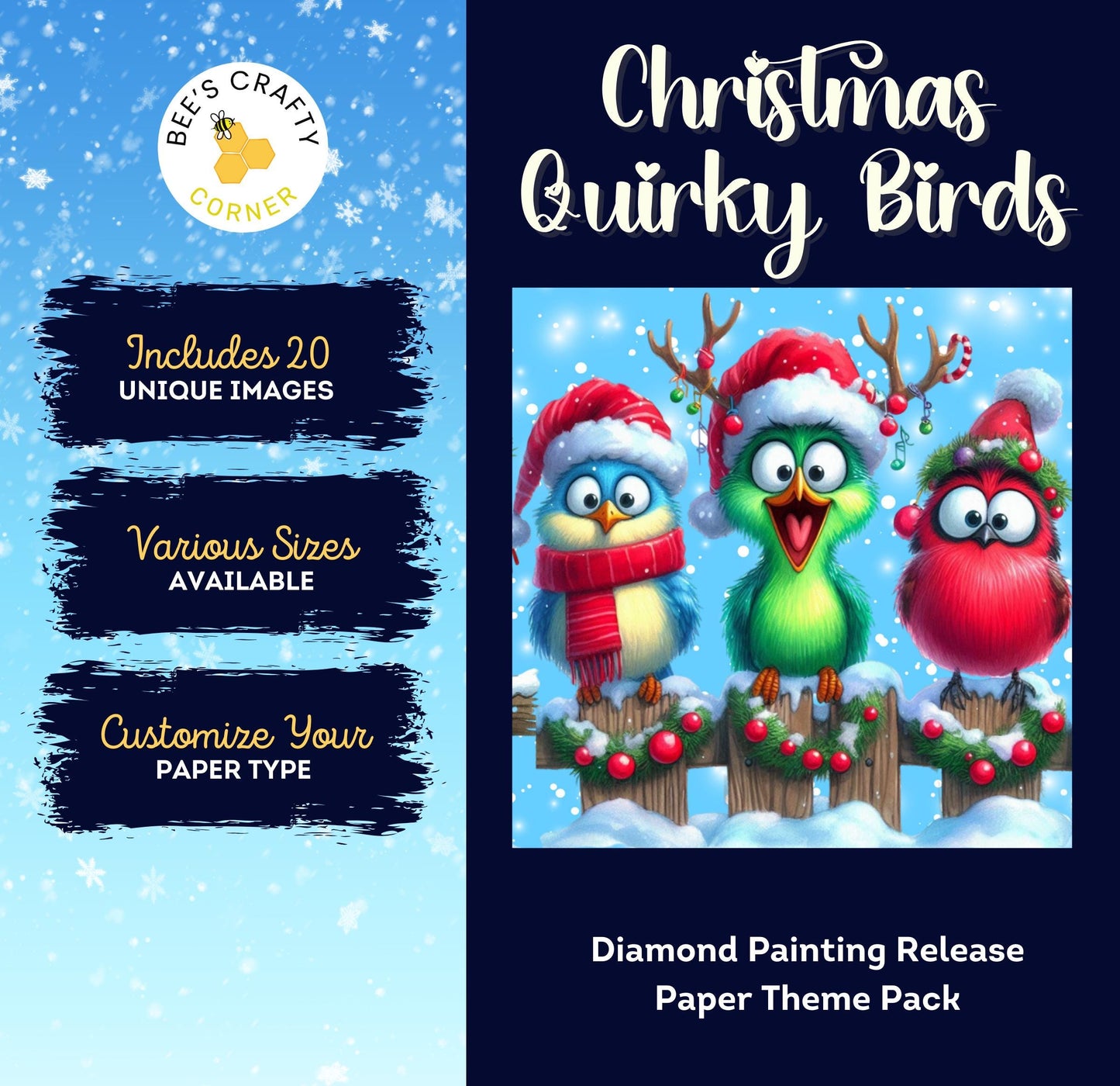 RELEASE PAPER | Christmas Quirky Birds - Theme Pack Reusable Diamond Painting Release Paper