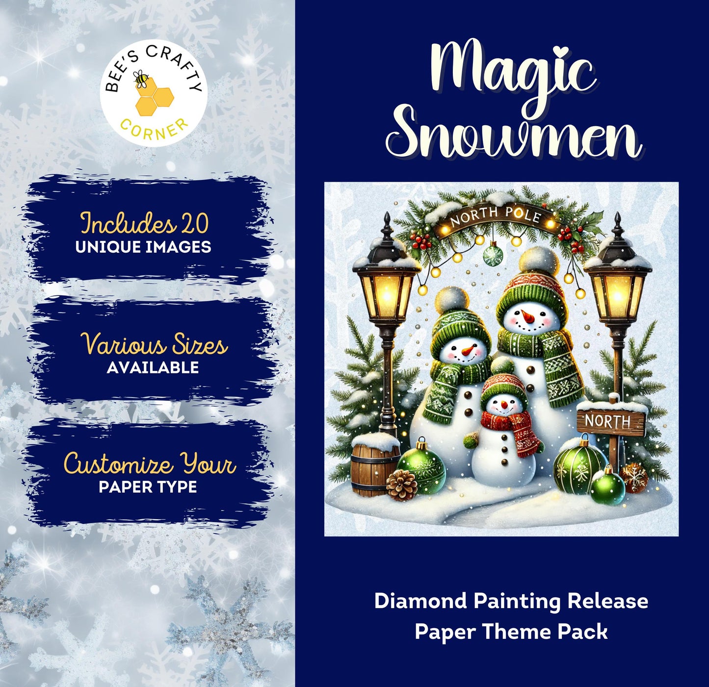 RELEASE PAPER | Magic Snowmen - Theme Pack Reusable Diamond Painting Release Paper