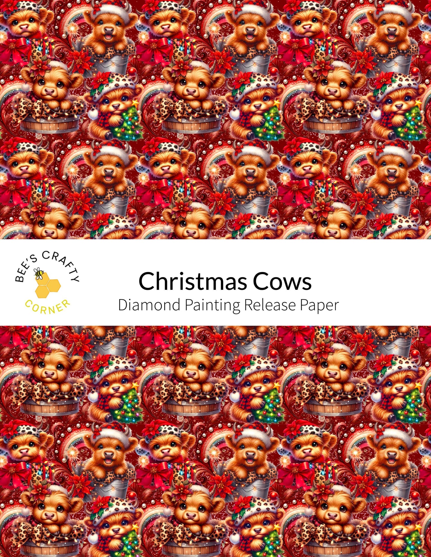 RELEASE PAPER | Christmas Cows - Reusable Patterned Diamond Painting Release Paper