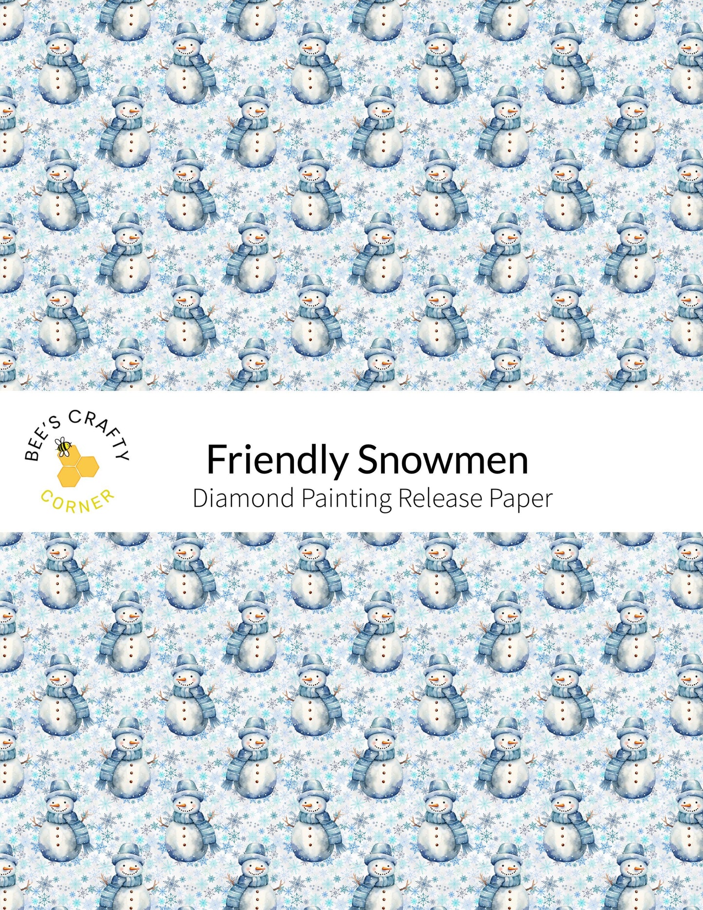 RELEASE PAPER | Friendly Snowmen - Reusable Patterned Diamond Painting Release Paper